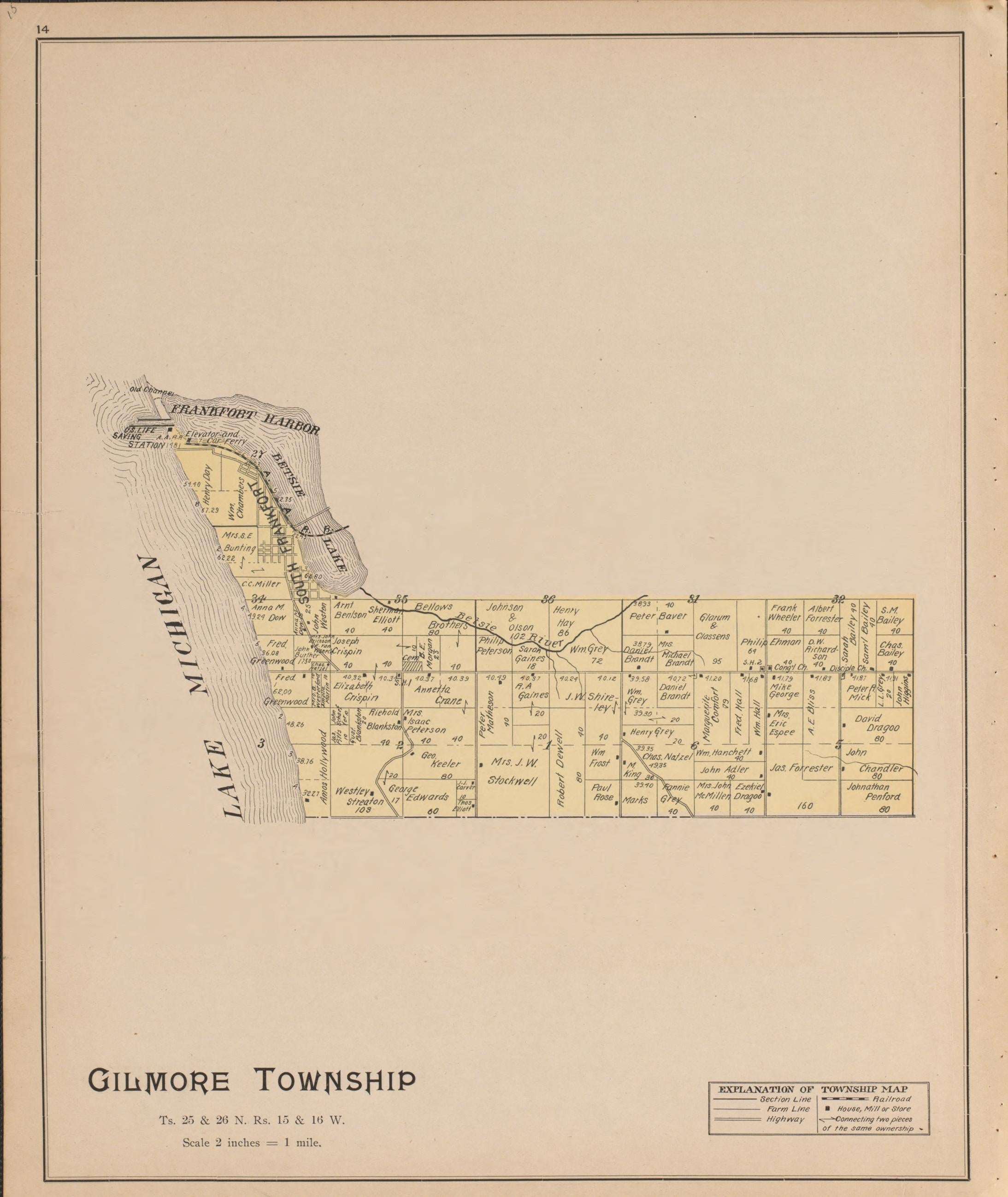 Gilmore from Atlas of Benzie County, Michigan : With Maps of Michigan, United States and the World, Alaska, Cuba, Porto Rico, Hawaii and the Philippines : Also a Complete Mailing List of All Resident … 1901 by Relic Map Company
