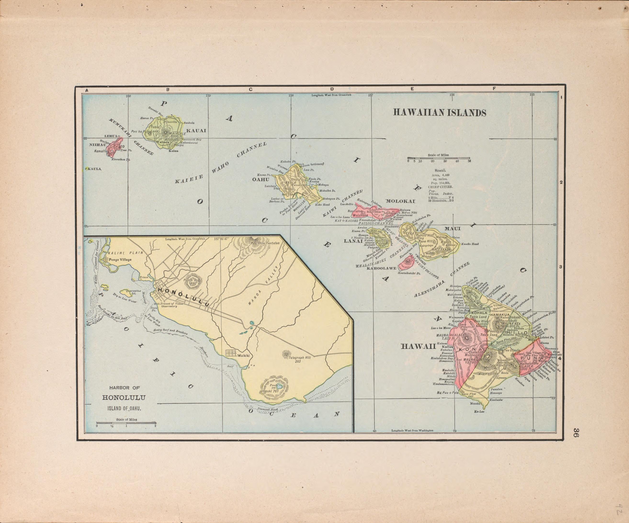 Hawaiian Islands from Atlas of Benzie County, Michigan : With Maps of Michigan, United States and the World, Alaska, Cuba, Porto Rico, Hawaii and the Philippines : Also a Complete Mailing List of All Resident … 1901 by Relic Map Company