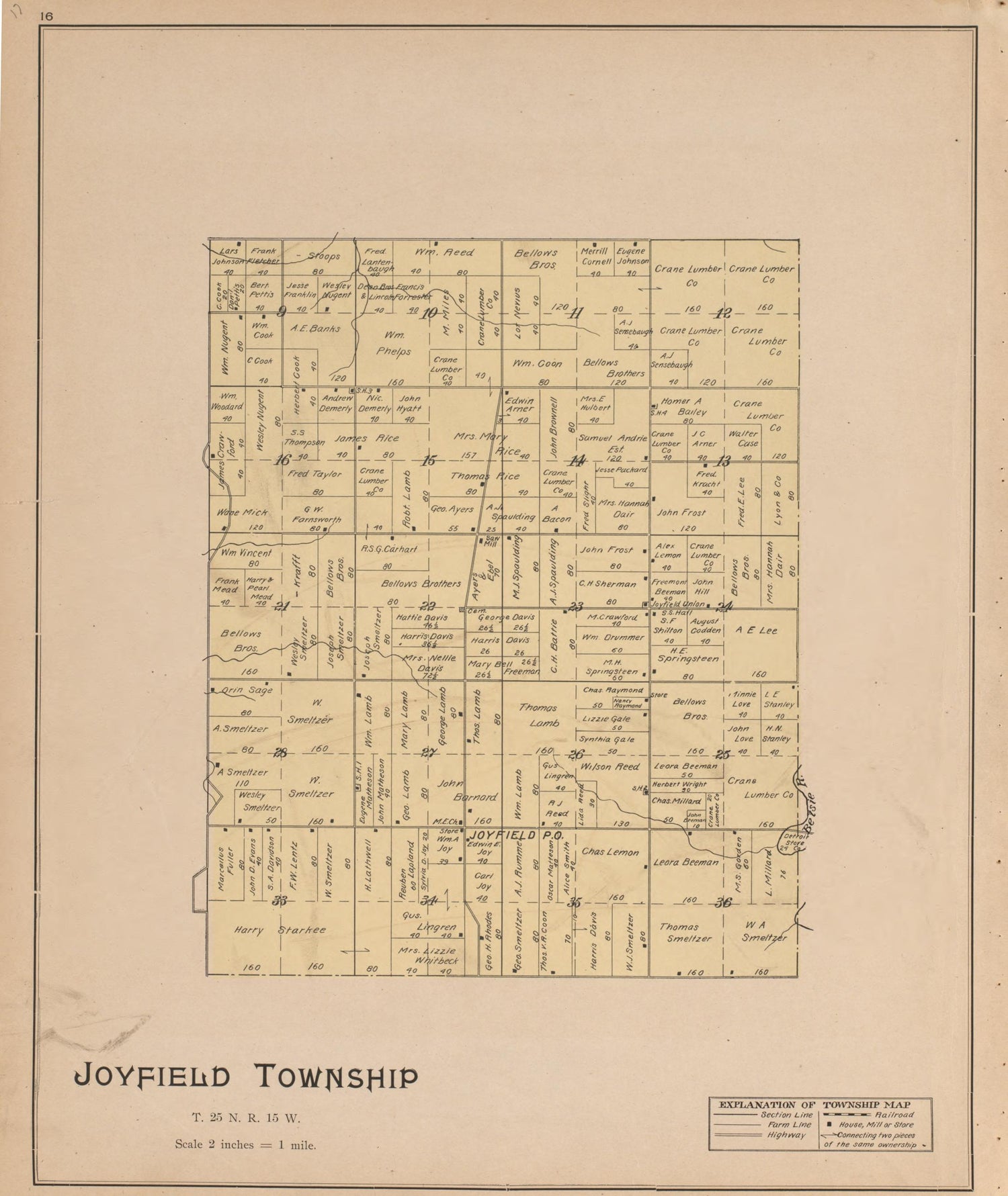 Joyfield from Atlas of Benzie County, Michigan : With Maps of Michigan, United States and the World, Alaska, Cuba, Porto Rico, Hawaii and the Philippines : Also a Complete Mailing List of All Resident … 1901 by Relic Map Company