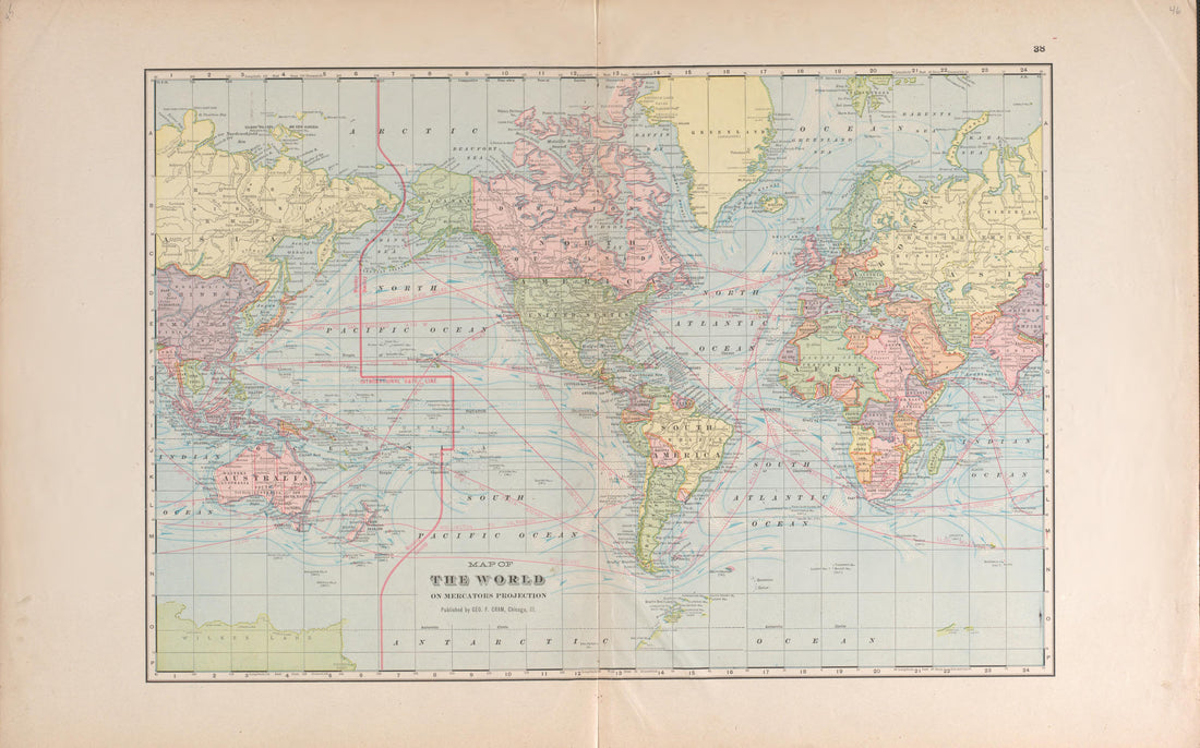 The World from Atlas of Benzie County, Michigan : With Maps of Michigan, United States and the World, Alaska, Cuba, Porto Rico, Hawaii and the Philippines : Also a Complete Mailing List of All Resident … 1901 by Relic Map Company