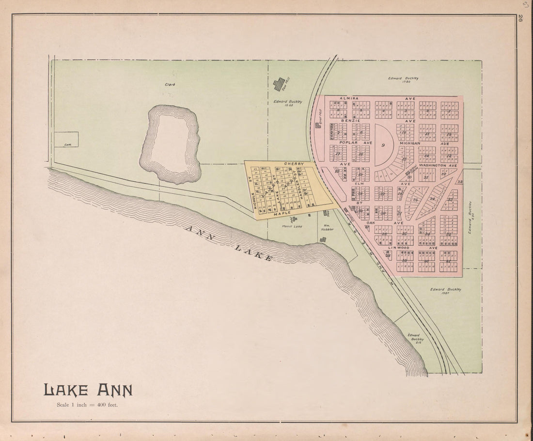 Lake Ann from Atlas of Benzie County, Michigan : With Maps of Michigan, United States and the World, Alaska, Cuba, Porto Rico, Hawaii and the Philippines : Also a Complete Mailing List of All Resident … 1901 by Relic Map Company