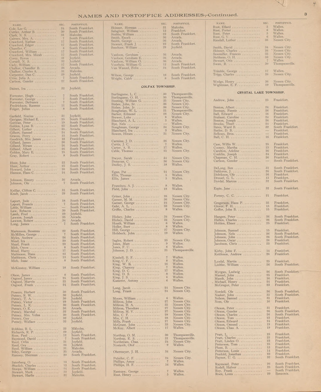 Resident Land Owners of Benzie County, P. 2 from Atlas of Benzie County, Michigan : With Maps of Michigan, United States and the World, Alaska, Cuba, Porto Rico, Hawaii and the Philippines : Also a Complete Mailing List of All Resident … 1901 by Relic Map Company