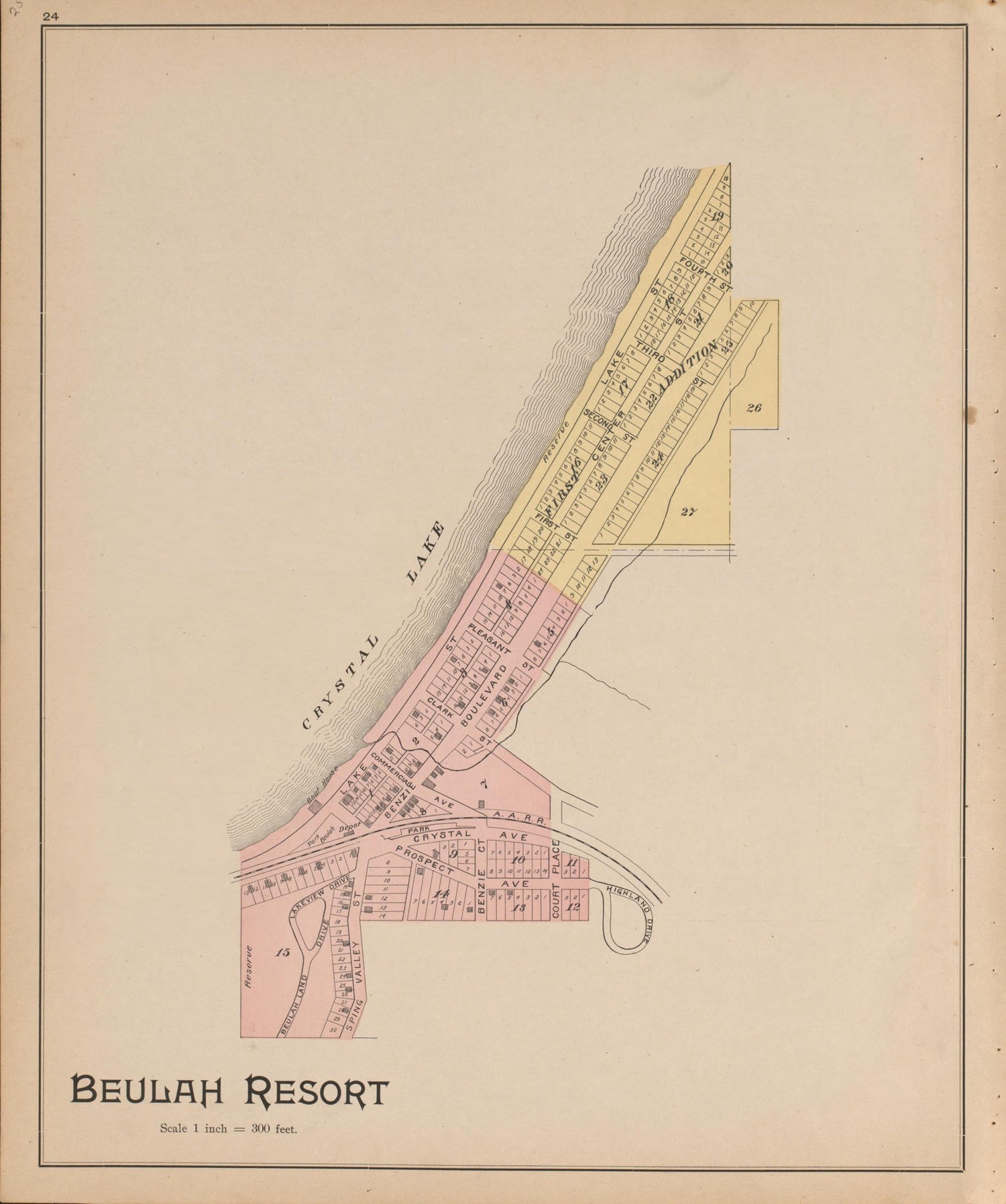 Beulah Resort from Atlas of Benzie County, Michigan : With Maps of Michigan, United States and the World, Alaska, Cuba, Porto Rico, Hawaii and the Philippines : Also a Complete Mailing List of All Resident … 1901 by Relic Map Company