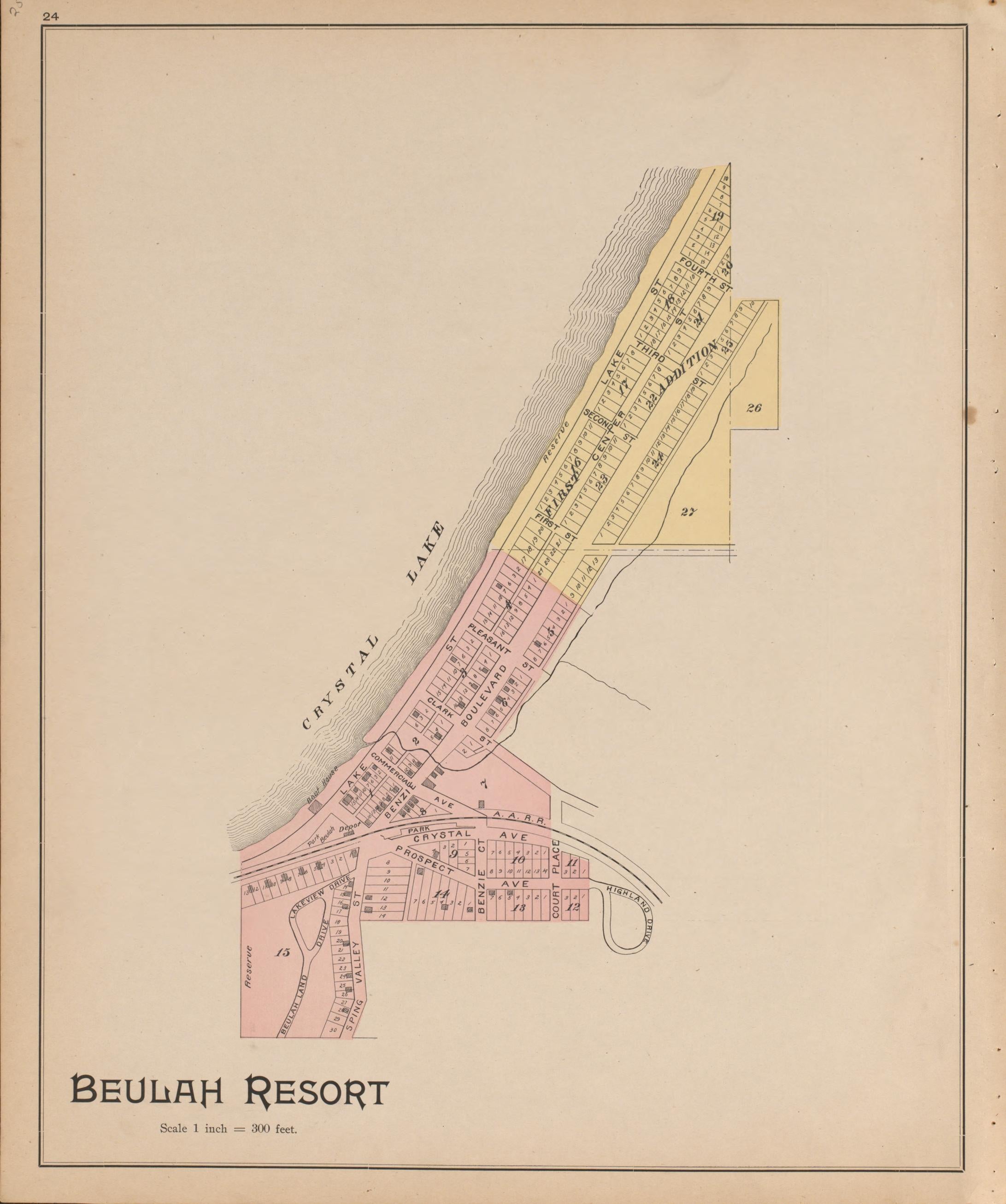 Beulah Resort from Atlas of Benzie County, Michigan : With Maps of Michigan, United States and the World, Alaska, Cuba, Porto Rico, Hawaii and the Philippines : Also a Complete Mailing List of All Resident … 1901 by Relic Map Company