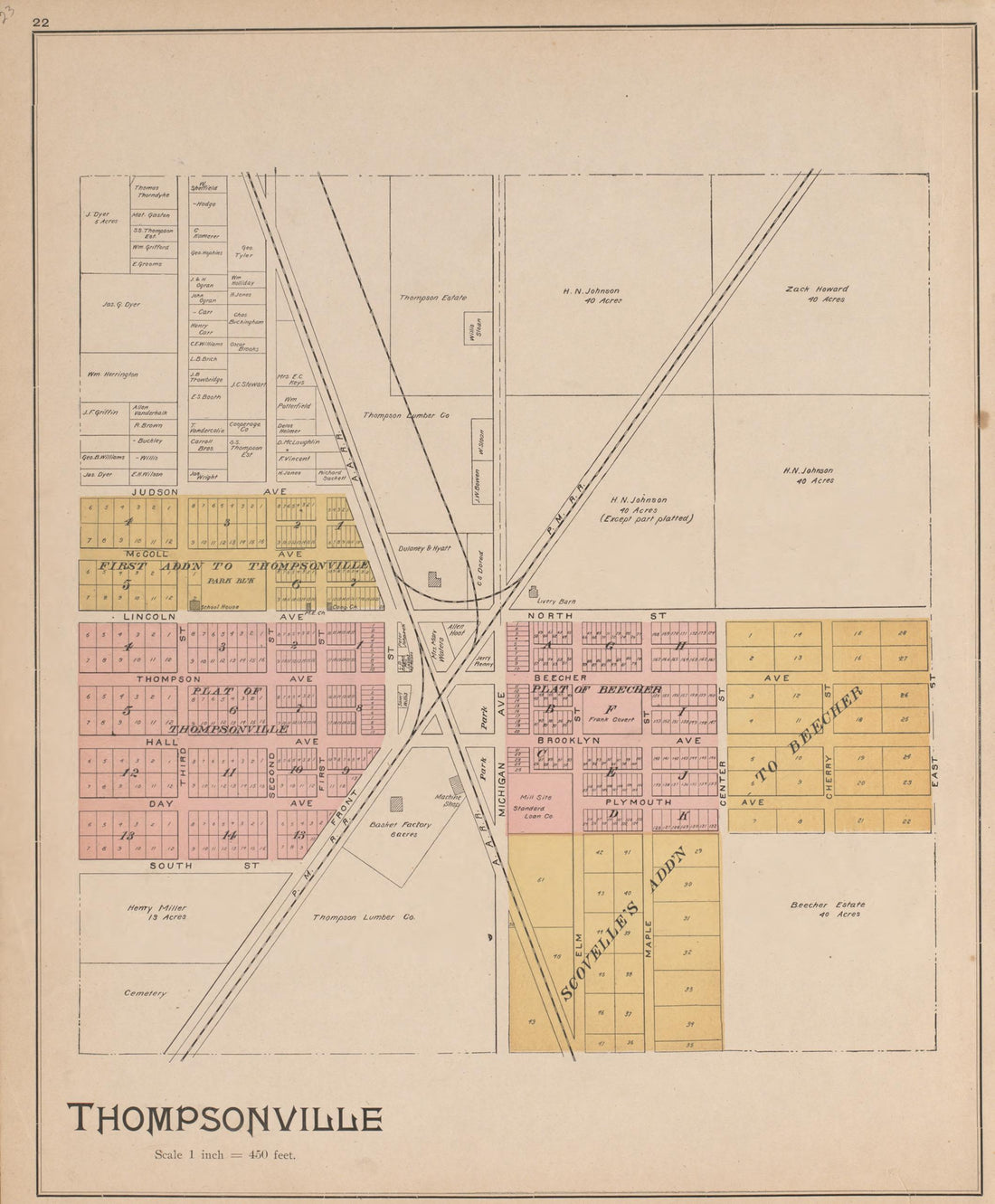 Thompsonville from Atlas of Benzie County, Michigan : With Maps of Michigan, United States and the World, Alaska, Cuba, Porto Rico, Hawaii and the Philippines : Also a Complete Mailing List of All Resident … 1901 by Relic Map Company