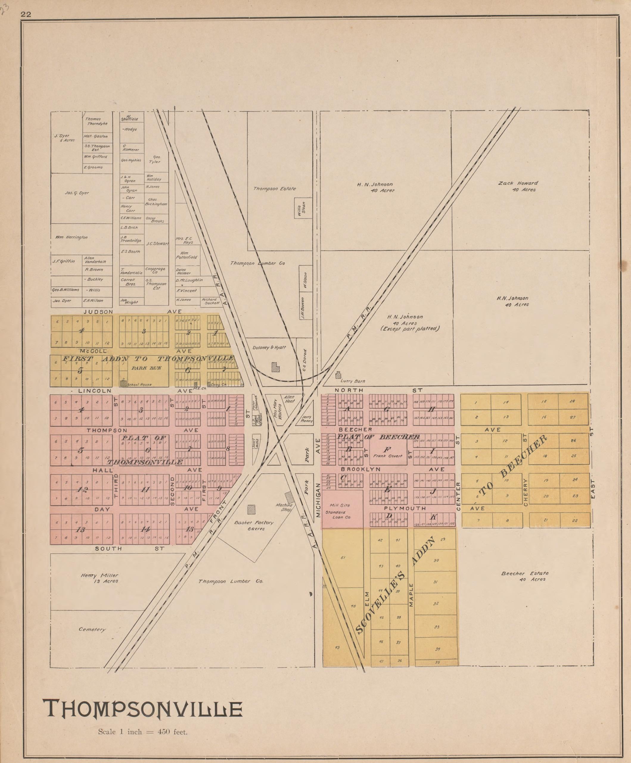 Thompsonville from Atlas of Benzie County, Michigan : With Maps of Michigan, United States and the World, Alaska, Cuba, Porto Rico, Hawaii and the Philippines : Also a Complete Mailing List of All Resident … 1901 by Relic Map Company