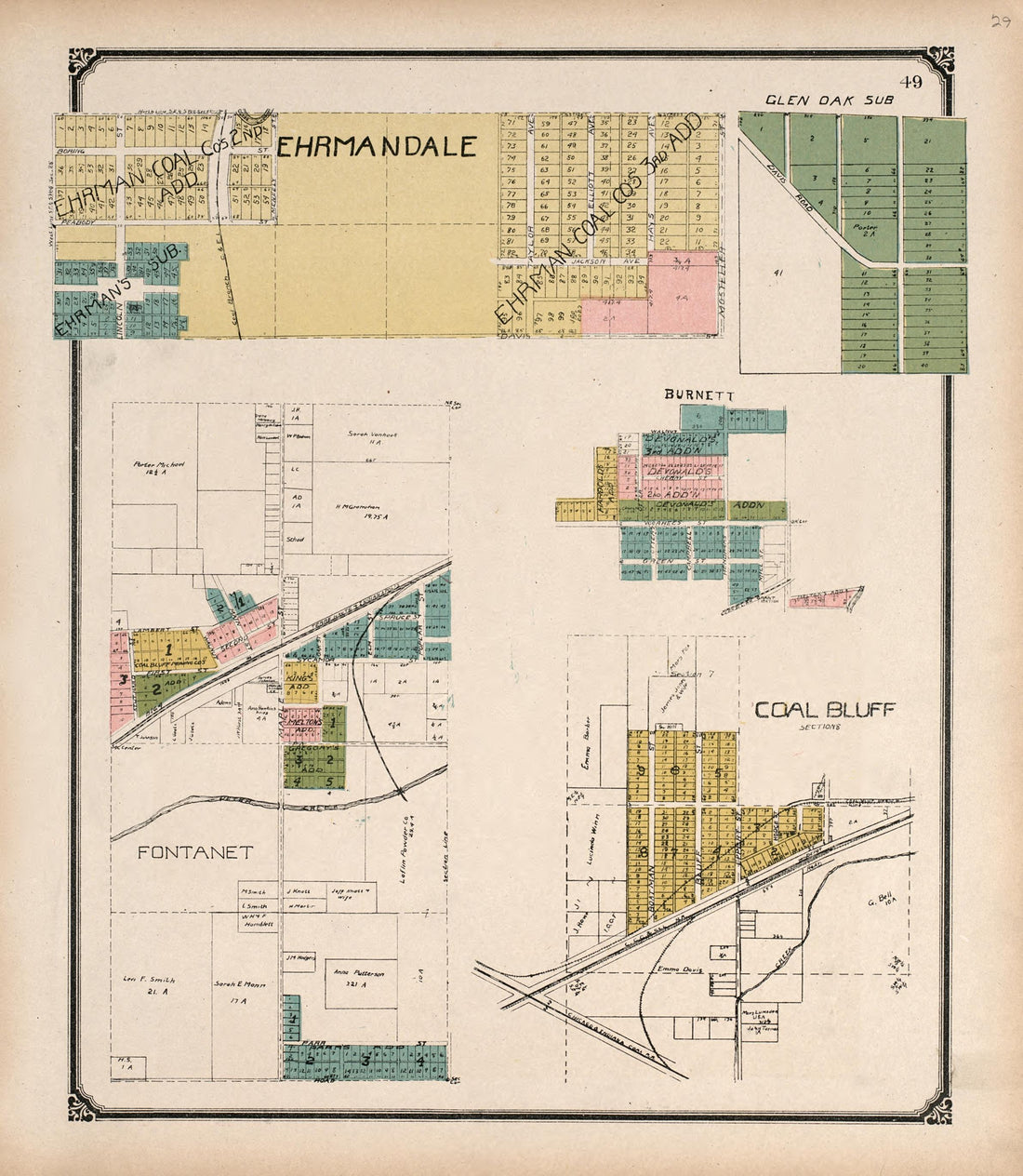 Ehrmandale from Standard Atlas of Vigo County, Indiana : Including a Plat Book of the Villages, Cities and Townships of the County, Map of State and United States and World 1907 by Relic Map Company