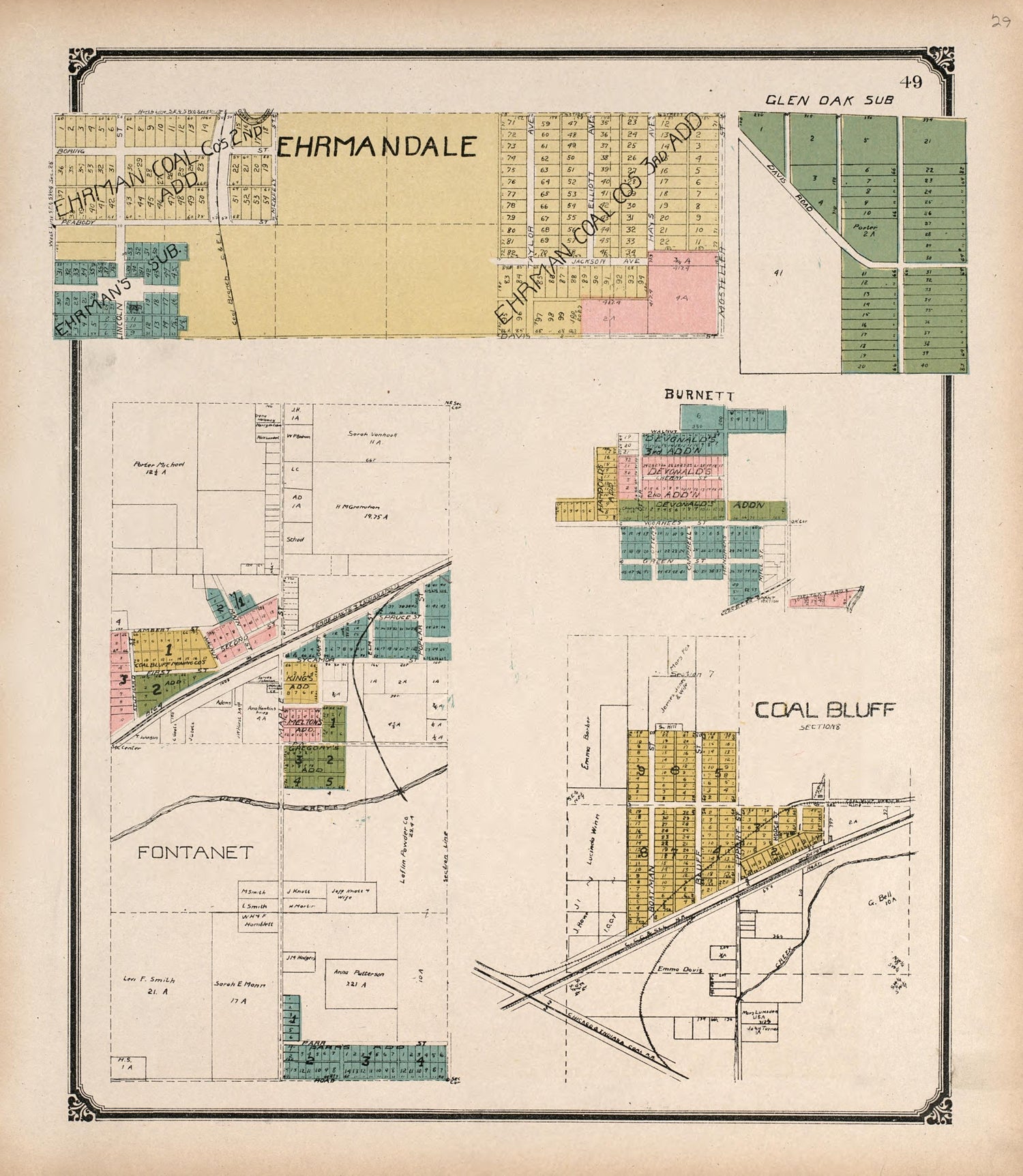 Ehrmandale from Standard Atlas of Vigo County, Indiana : Including a Plat Book of the Villages, Cities and Townships of the County, Map of State and United States and World 1907 by Relic Map Company