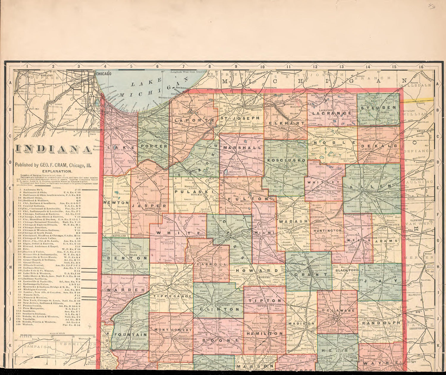 Indiana, Part 1 from Standard Atlas of Vigo County, Indiana : Including a Plat Book of the Villages, Cities and Townships of the County, Map of State and United States and World 1907 by Relic Map Company