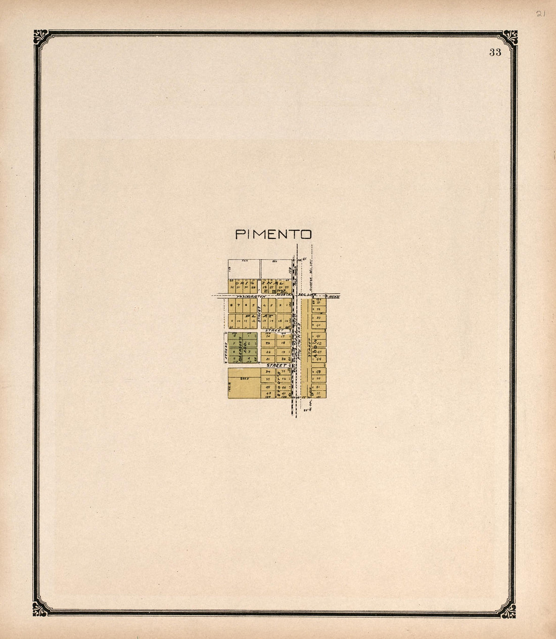 Pimento from Standard Atlas of Vigo County, Indiana : Including a Plat Book of the Villages, Cities and Townships of the County, Map of State and United States and World 1907 by Relic Map Company