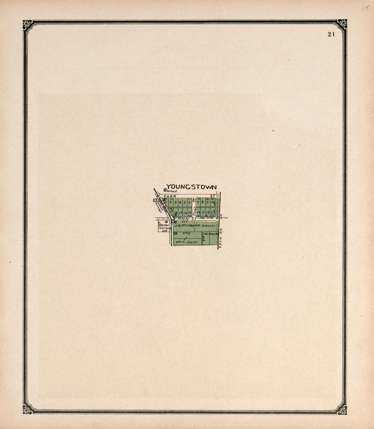 Youngstown from Standard Atlas of Vigo County, Indiana : Including a Plat Book of the Villages, Cities and Townships of the County, Map of State and United States and World 1907 by Relic Map Company