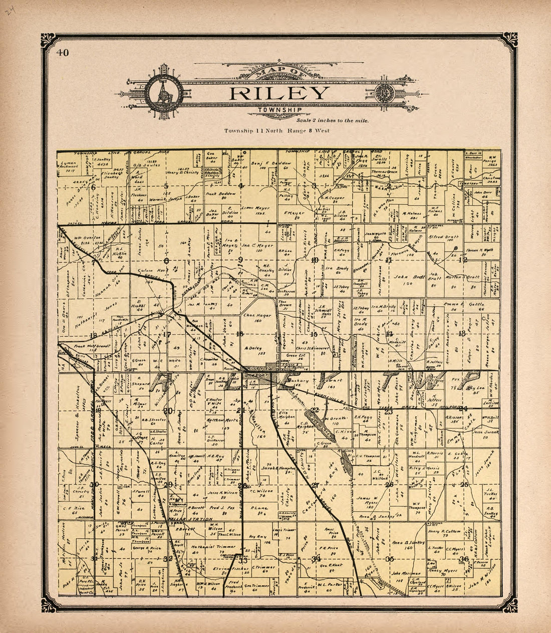 Riley Township from Standard Atlas of Vigo County, Indiana : Including a Plat Book of the Villages, Cities and Townships of the County, Map of State and United States and World 1907 by Relic Map Company
