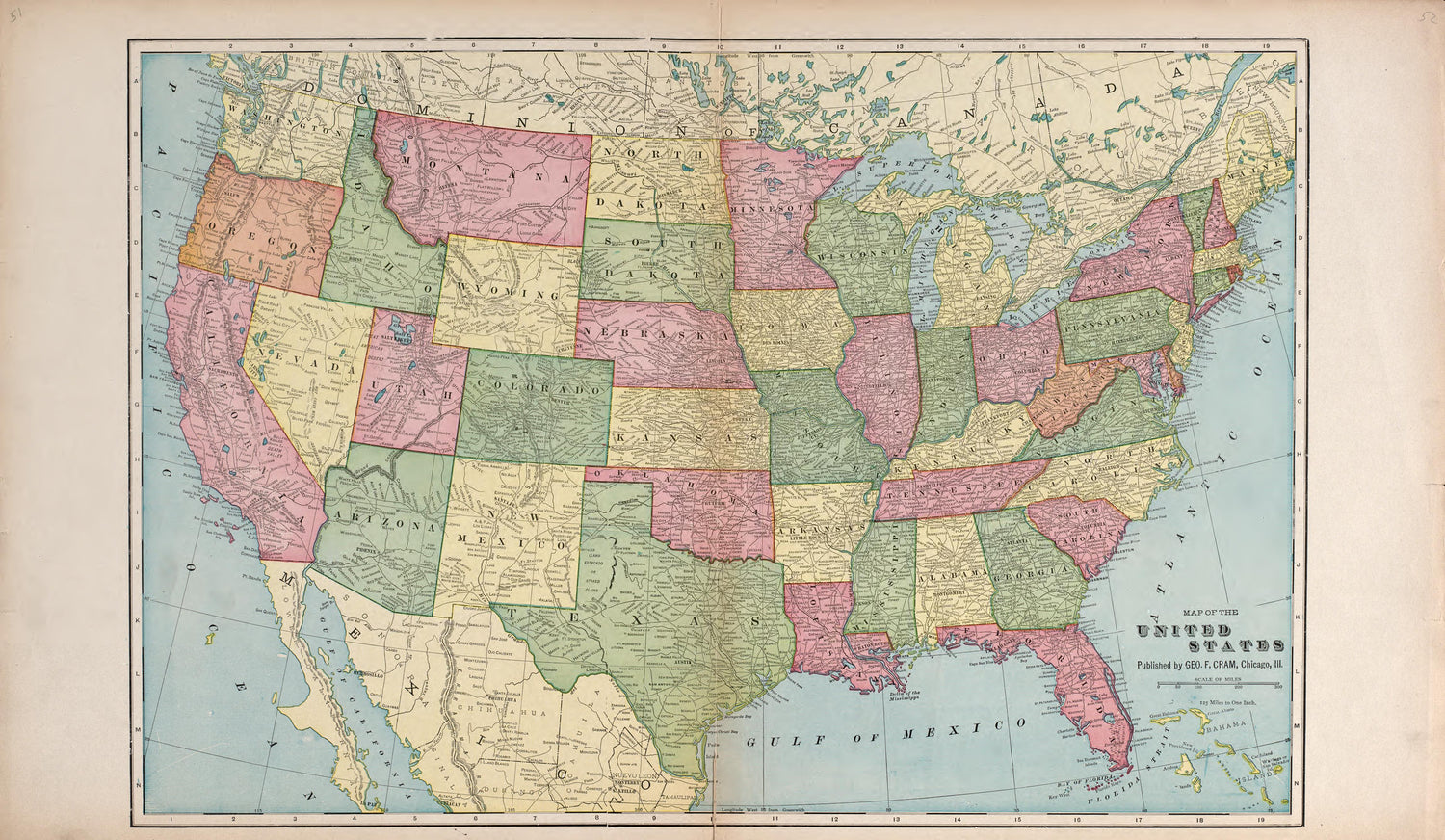 United States from Standard Atlas of Vigo County, Indiana : Including a Plat Book of the Villages, Cities and Townships of the County, Map of State and United States and World 1907 by Relic Map Company
