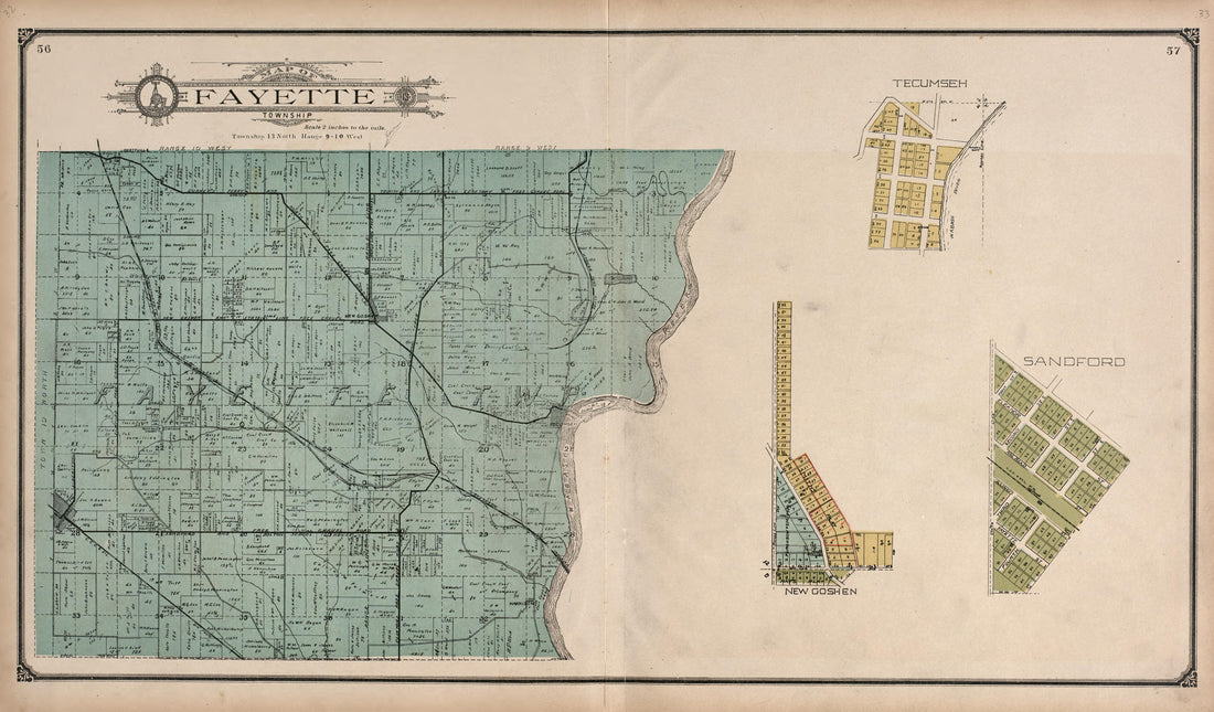 Fayette Township from Standard Atlas of Vigo County, Indiana : Including a Plat Book of the Villages, Cities and Townships of the County, Map of State and United States and World 1907 by Relic Map Company