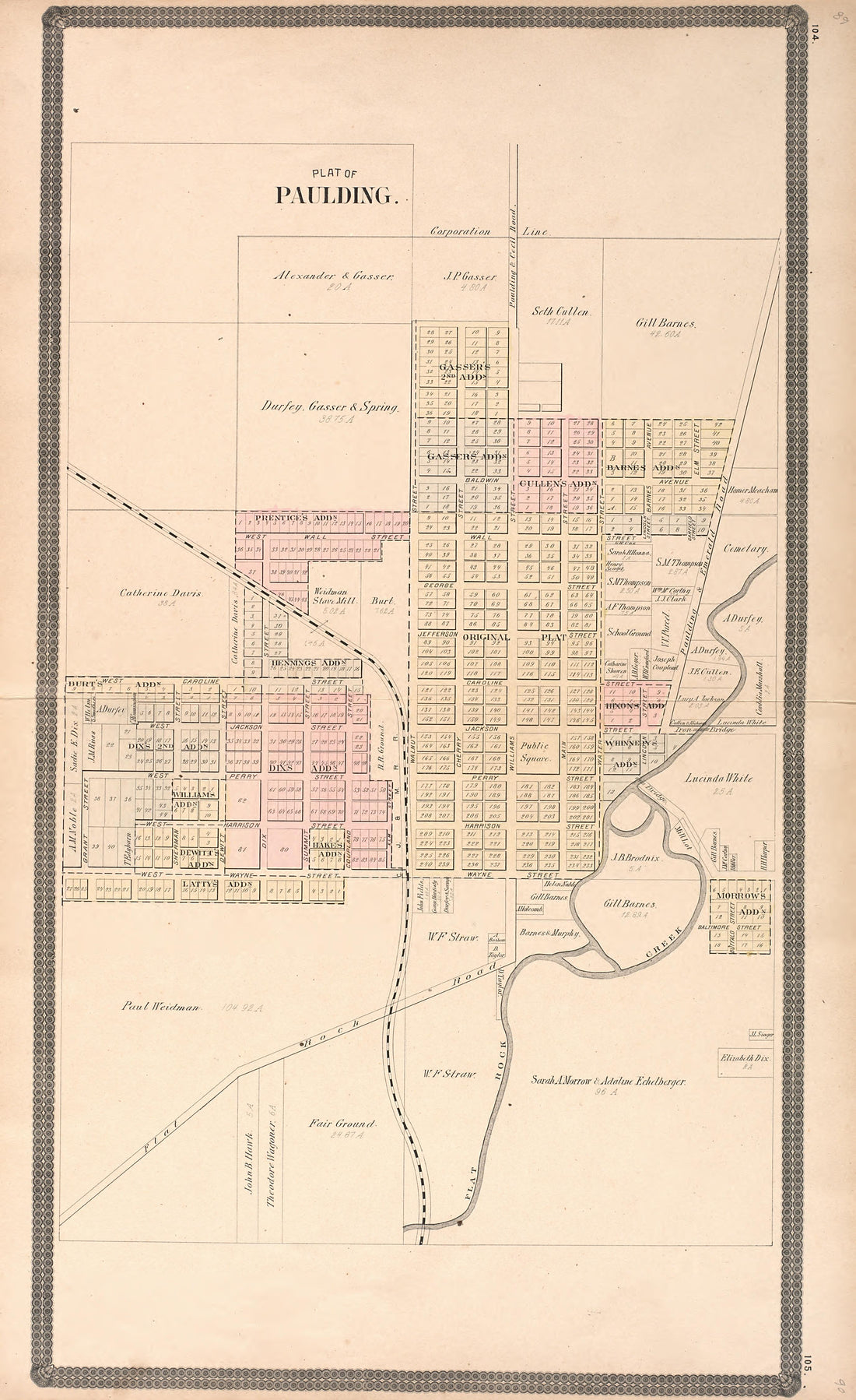 Paulding from Historical Atlas of Paulding County, Ohio : Containing Maps of Paulding County, Townships, Towns and Villages : Also Maps of the United States and State of Ohio, Together With a Statement of … 1892 by Relic Map Company