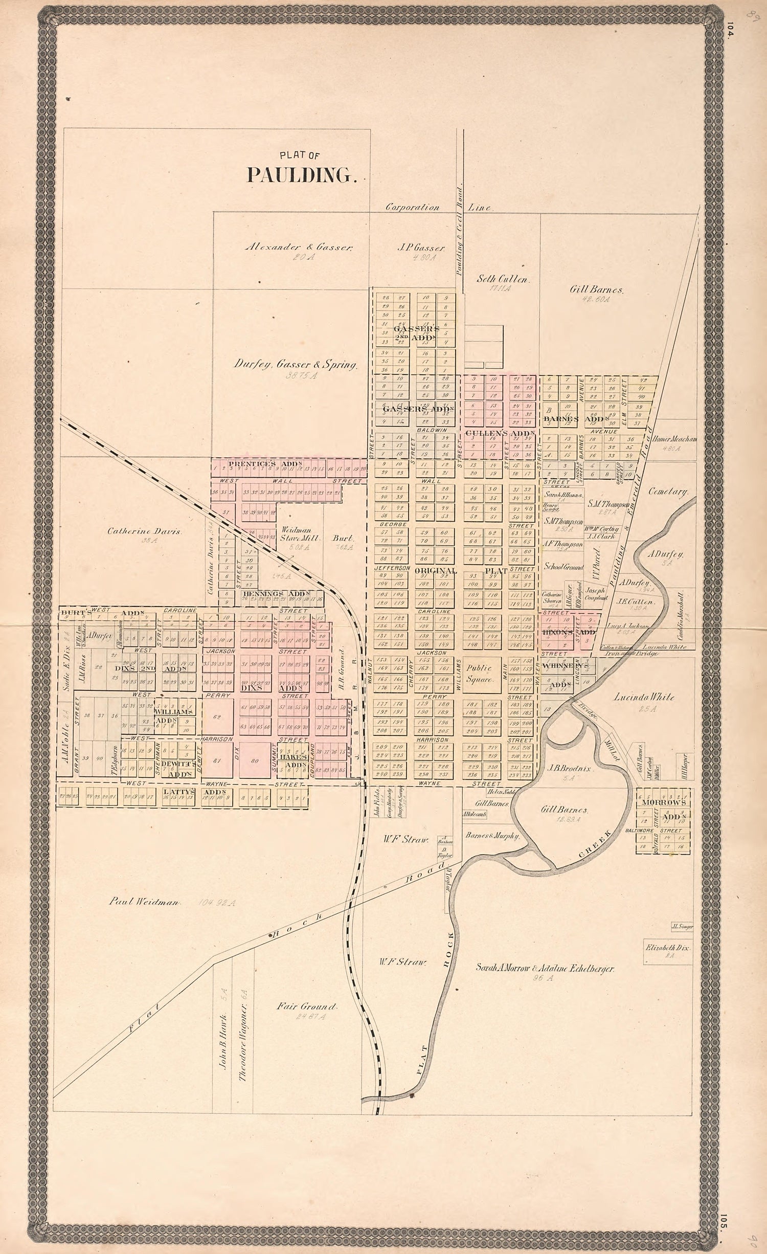 Paulding from Historical Atlas of Paulding County, Ohio : Containing Maps of Paulding County, Townships, Towns and Villages : Also Maps of the United States and State of Ohio, Together With a Statement of … 1892 by Relic Map Company