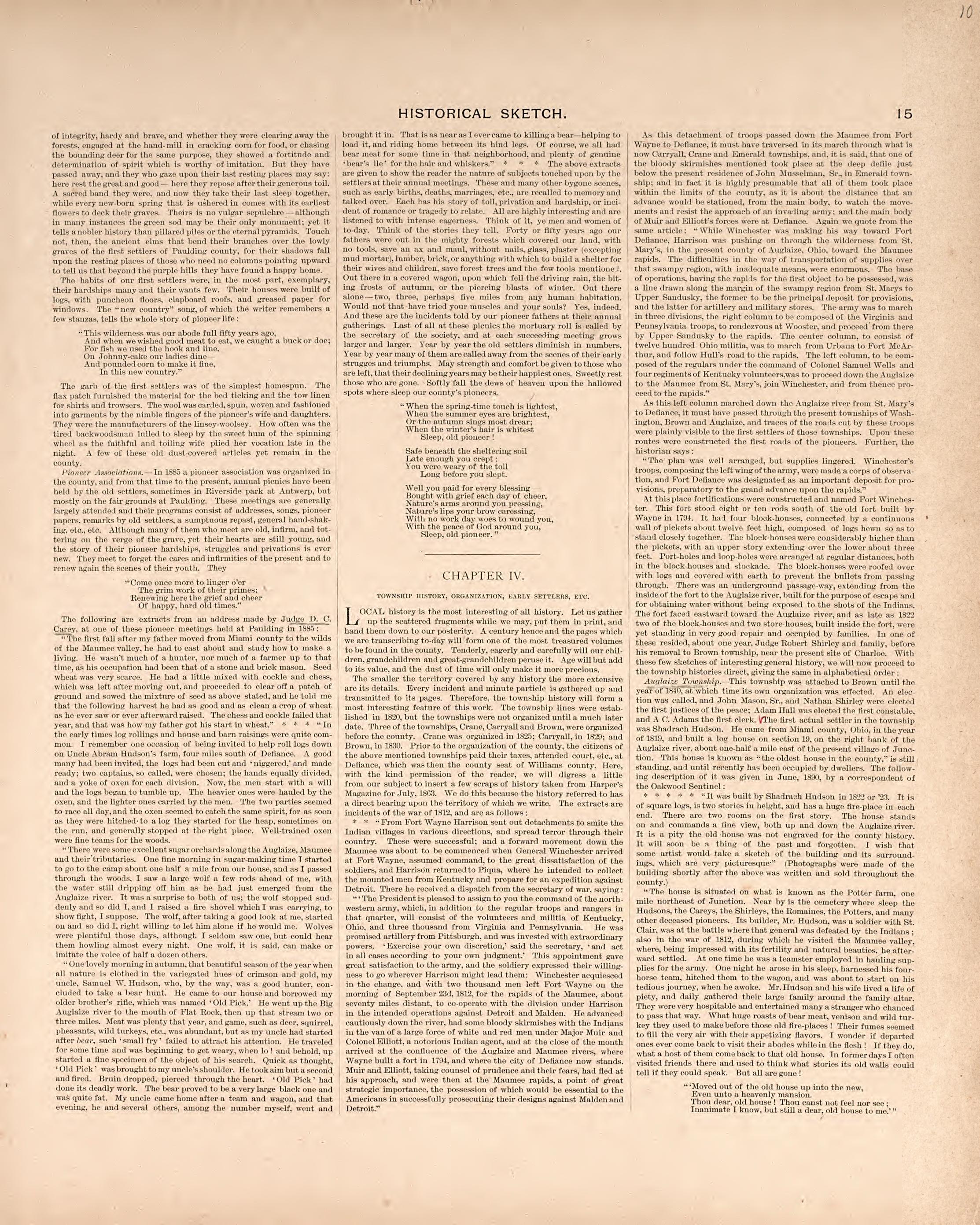 Historical Sketch from Historical Atlas of Paulding County, Ohio : Containing Maps of Paulding County, Townships, Towns and Villages : Also Maps of the United States and State of Ohio, Together With a Statement of … 1892 by Relic Map Company