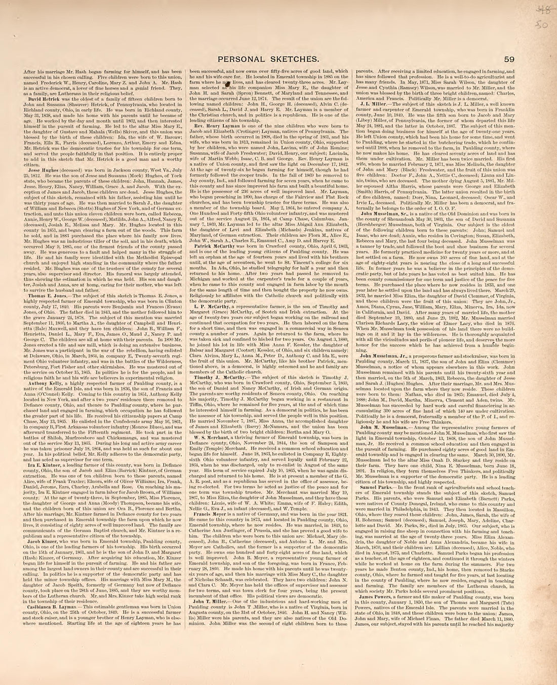 Personal Sketches from Historical Atlas of Paulding County, Ohio : Containing Maps of Paulding County, Townships, Towns and Villages : Also Maps of the United States and State of Ohio, Together With a Statement of … 1892 by Relic Map Company