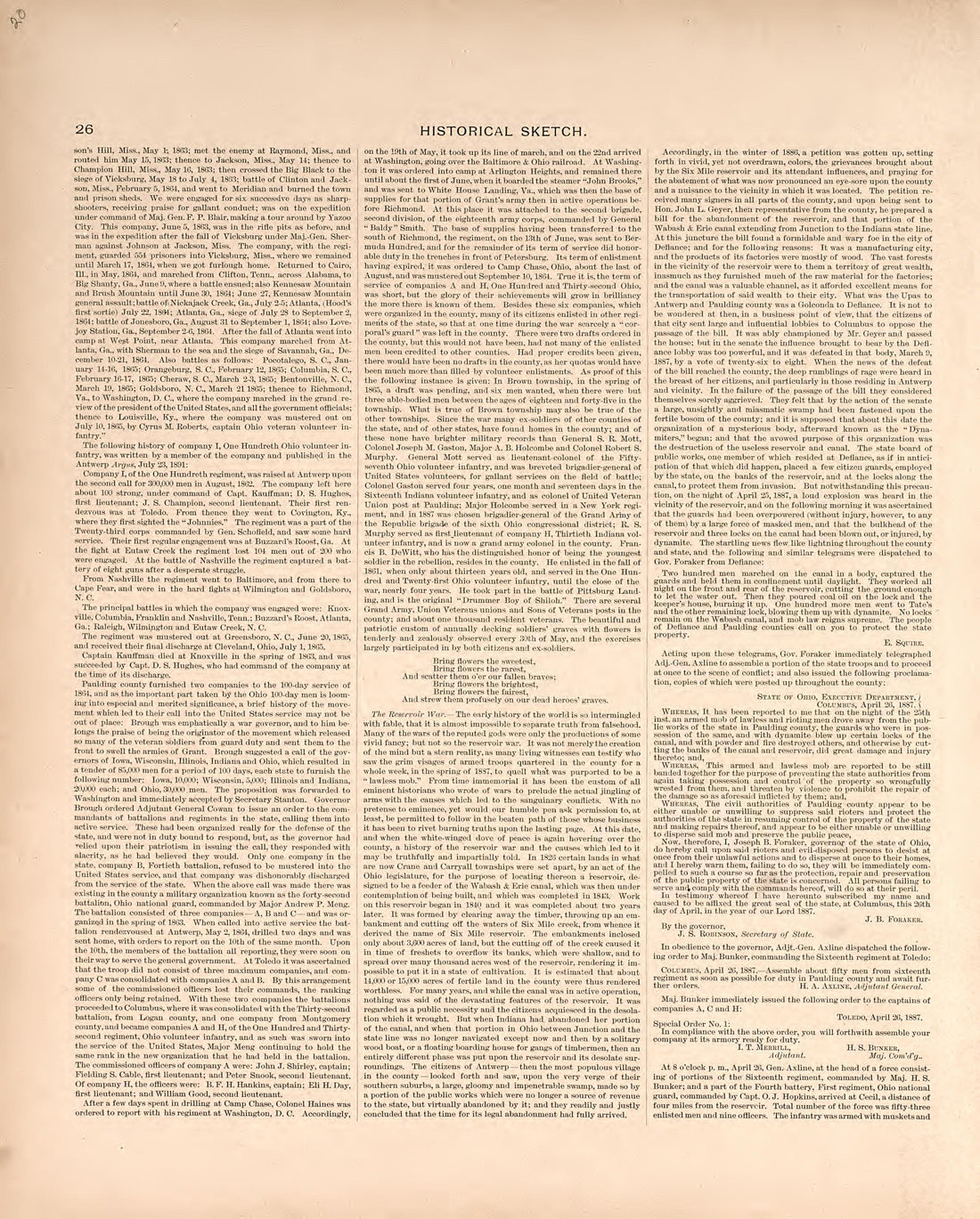 Historical Sketch from Historical Atlas of Paulding County, Ohio : Containing Maps of Paulding County, Townships, Towns and Villages : Also Maps of the United States and State of Ohio, Together With a Statement of … 1892 by Relic Map Company