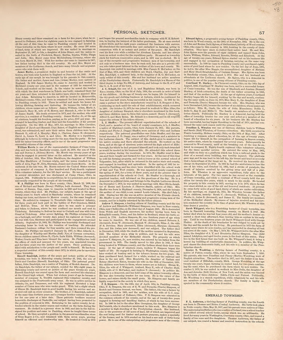 Personal Sketches from Historical Atlas of Paulding County, Ohio : Containing Maps of Paulding County, Townships, Towns and Villages : Also Maps of the United States and State of Ohio, Together With a Statement of … 1892 by Relic Map Company