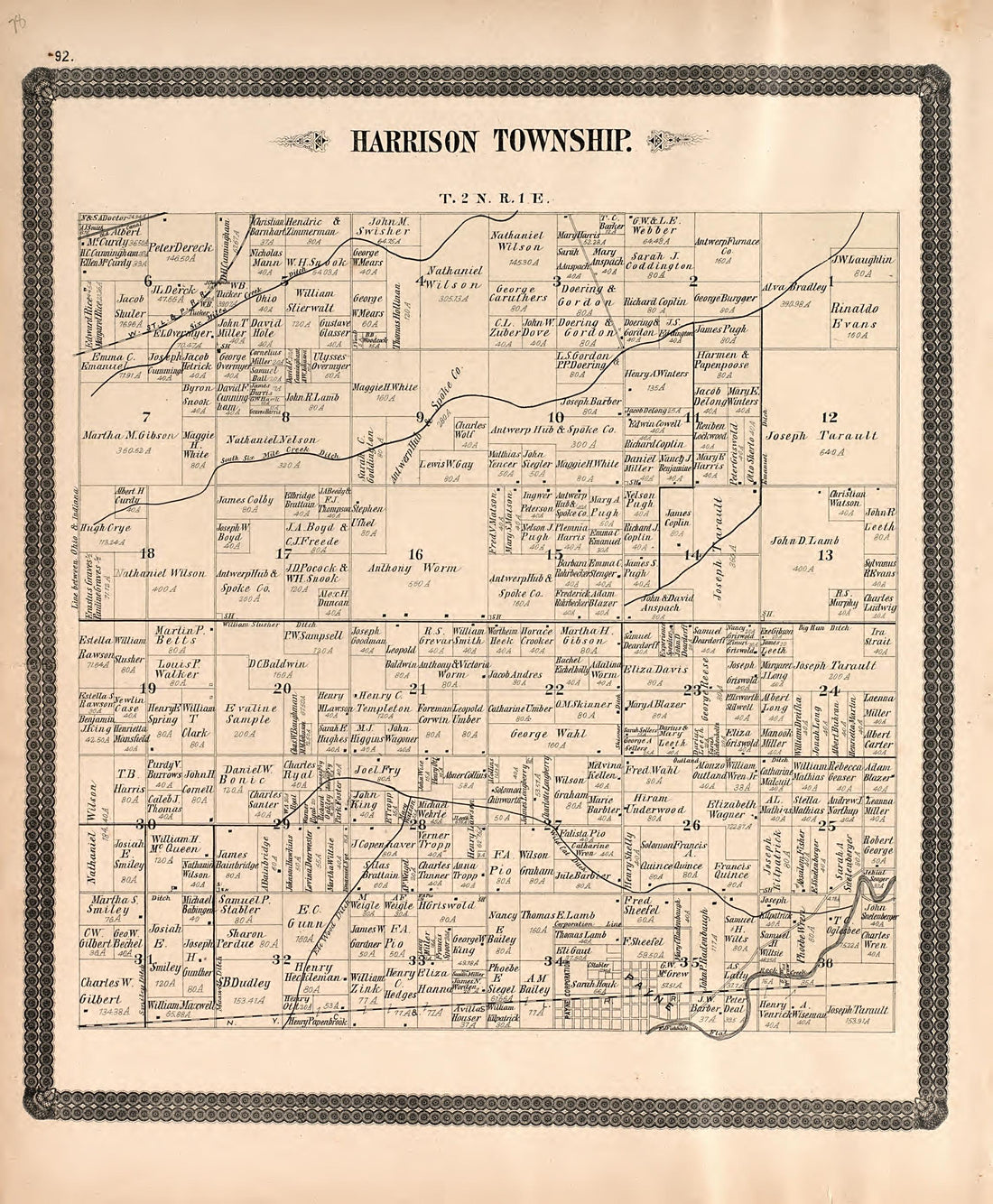Harrison Township from Historical Atlas of Paulding County, Ohio : Containing Maps of Paulding County, Townships, Towns and Villages : Also Maps of the United States and State of Ohio, Together With a Statement of … 1892 by Relic Map Company