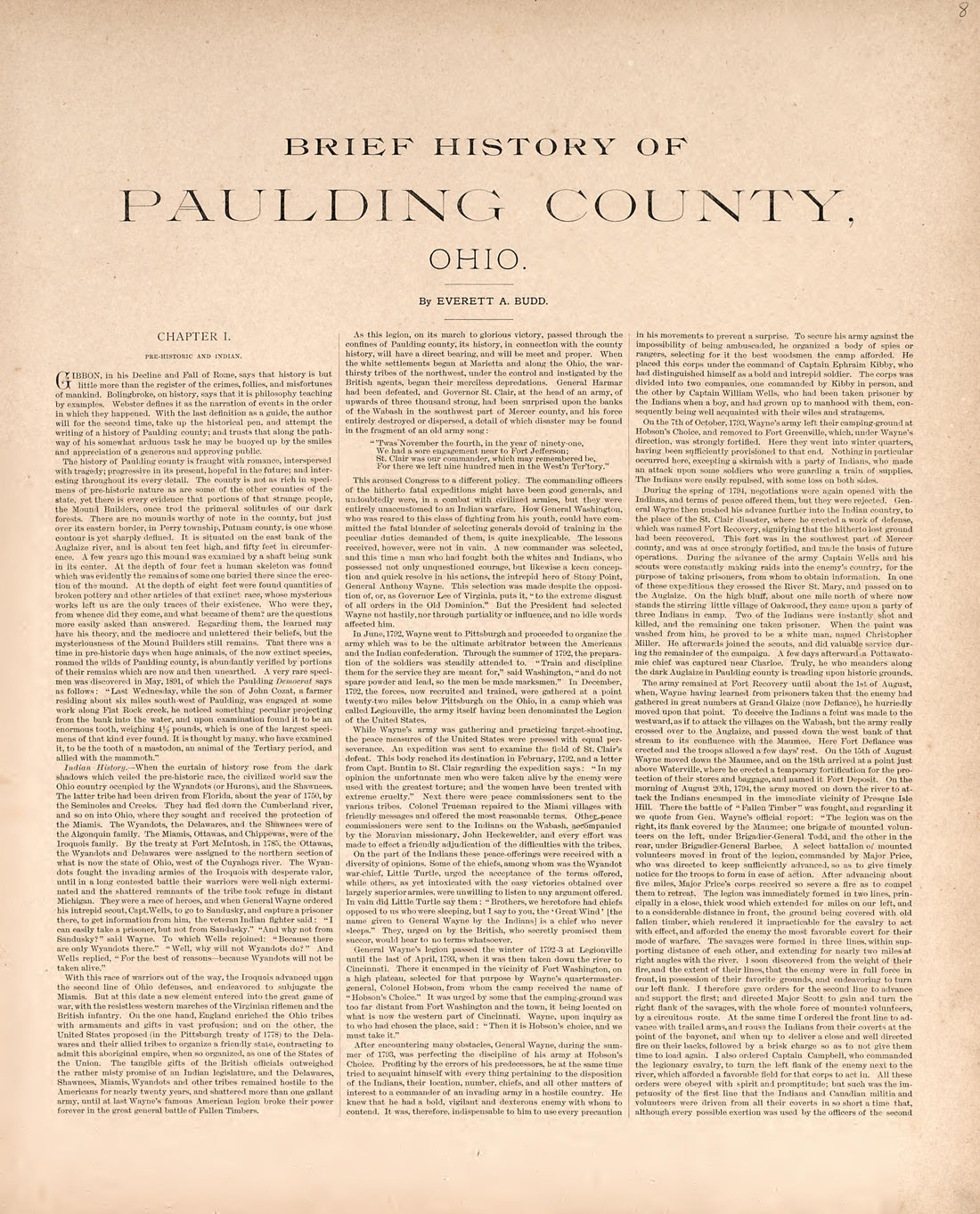 Brief History of Paulding County, Ohio from Historical Atlas of Paulding County, Ohio : Containing Maps of Paulding County, Townships, Towns and Villages : Also Maps of the United States and State of Ohio, Together With a Statement of … 1892 by Relic Map Company