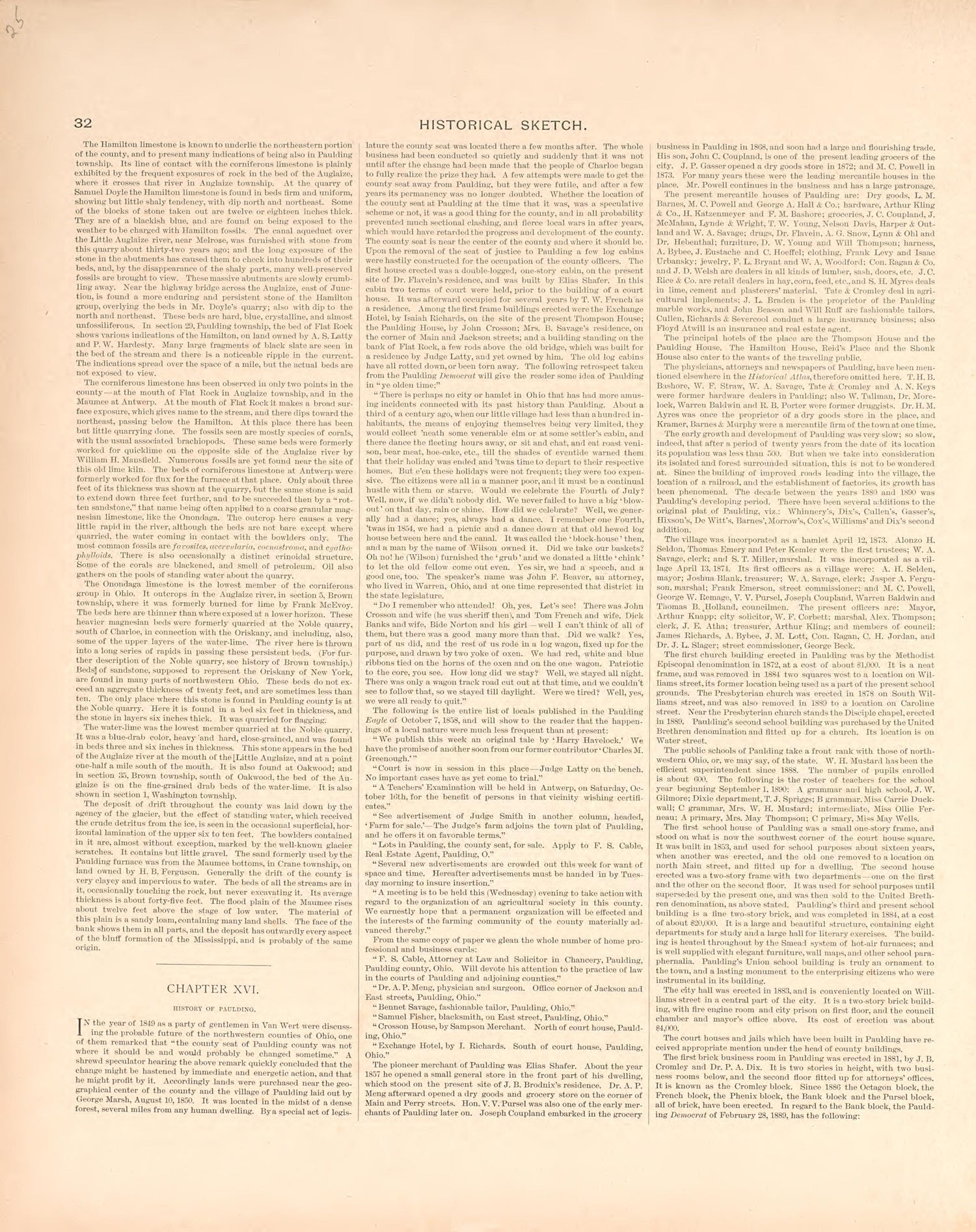Portraits from Historical Atlas of Paulding County, Ohio : Containing Maps of Paulding County, Townships, Towns and Villages : Also Maps of the United States and State of Ohio, Together With a Statement of … 1892 by Relic Map Company