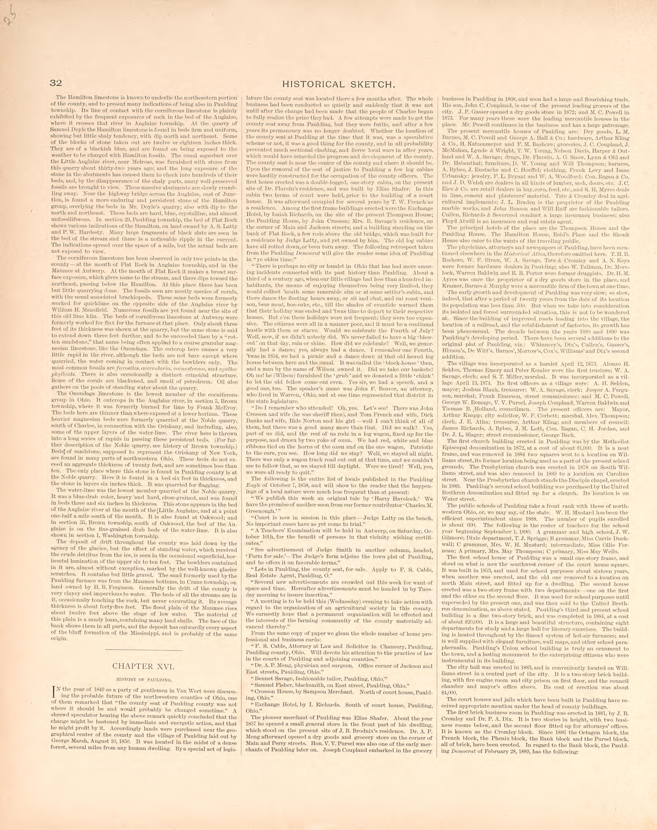 Portraits from Historical Atlas of Paulding County, Ohio : Containing Maps of Paulding County, Townships, Towns and Villages : Also Maps of the United States and State of Ohio, Together With a Statement of … 1892 by Relic Map Company