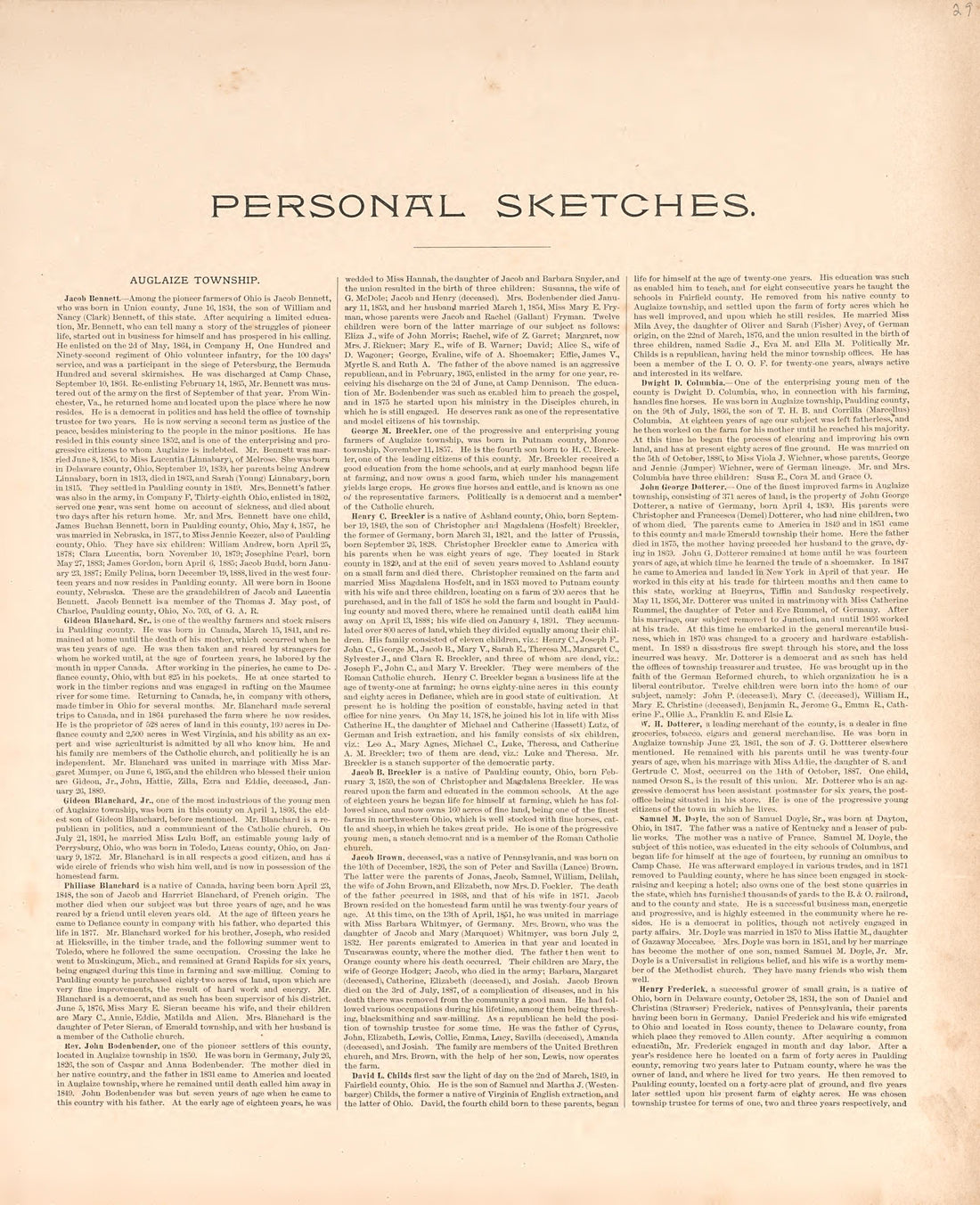 Personal Sketches from Historical Atlas of Paulding County, Ohio : Containing Maps of Paulding County, Townships, Towns and Villages : Also Maps of the United States and State of Ohio, Together With a Statement of … 1892 by Relic Map Company