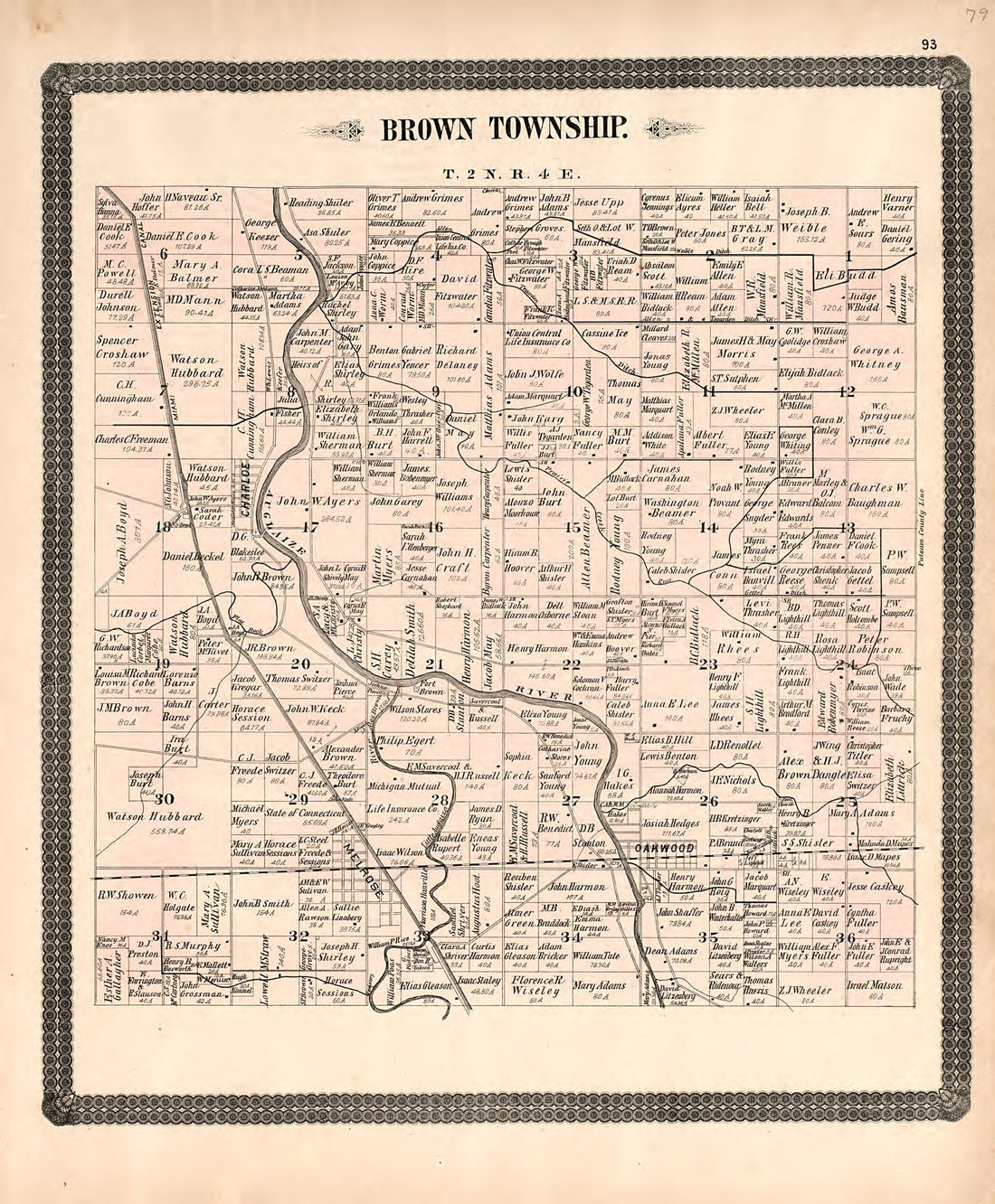 Brown Township from Historical Atlas of Paulding County, Ohio : Containing Maps of Paulding County, Townships, Towns and Villages : Also Maps of the United States and State of Ohio, Together With a Statement of … 1892 by Relic Map Company