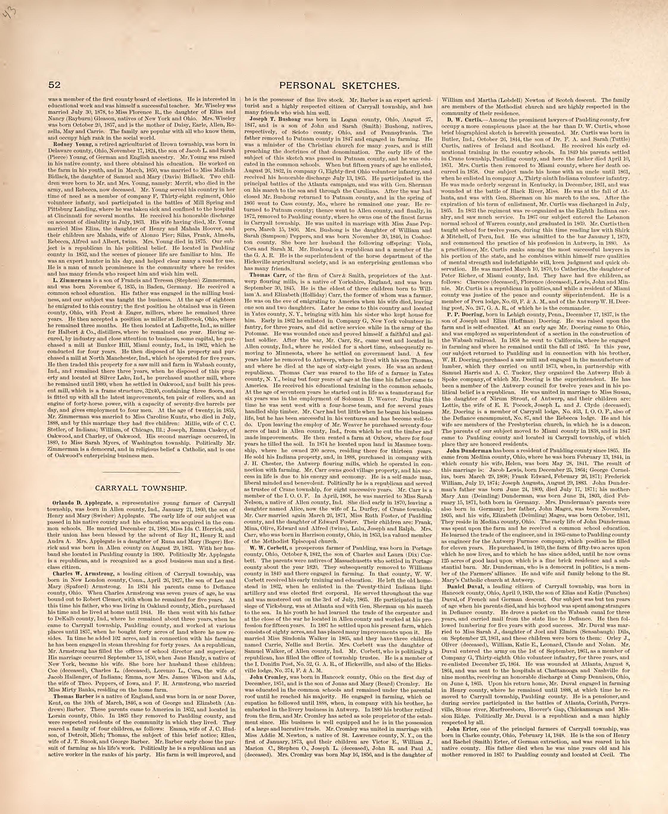 Personal Sketches from Historical Atlas of Paulding County, Ohio : Containing Maps of Paulding County, Townships, Towns and Villages : Also Maps of the United States and State of Ohio, Together With a Statement of … 1892 by Relic Map Company