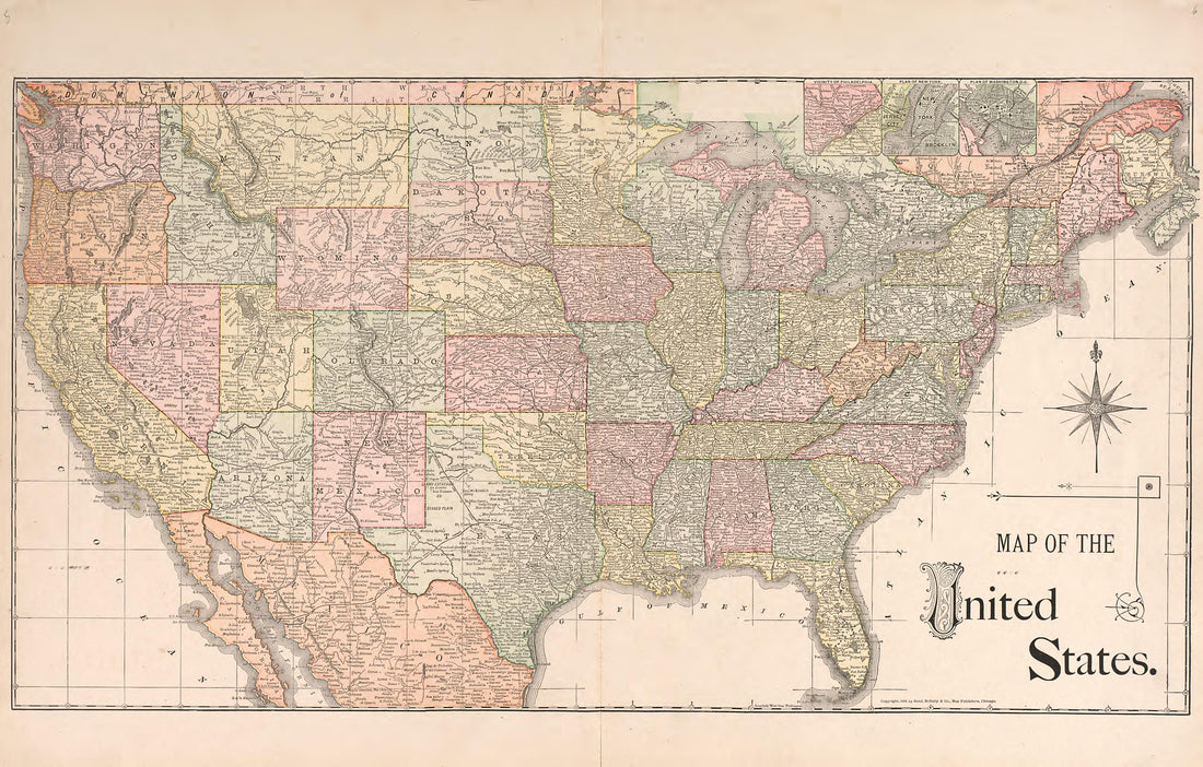 United States from Historical Atlas of Paulding County, Ohio : Containing Maps of Paulding County, Townships, Towns and Villages : Also Maps of the United States and State of Ohio, Together With a Statement of … 1892 by Relic Map Company