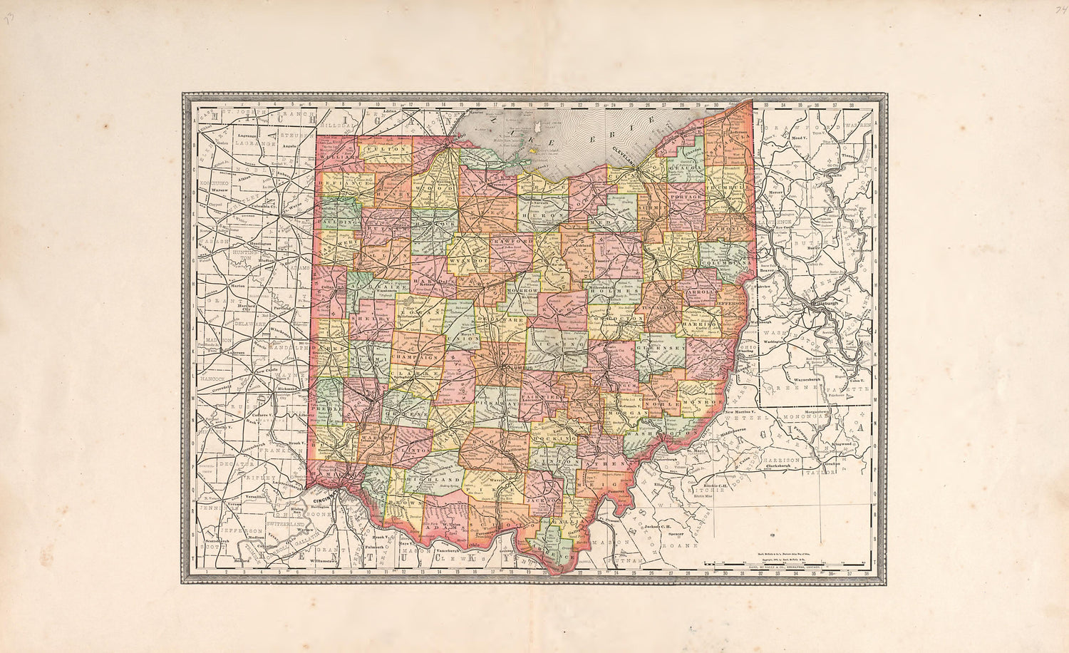 Ohio from Historical Atlas of Paulding County, Ohio : Containing Maps of Paulding County, Townships, Towns and Villages : Also Maps of the United States and State of Ohio, Together With a Statement of … 1892 by Relic Map Company