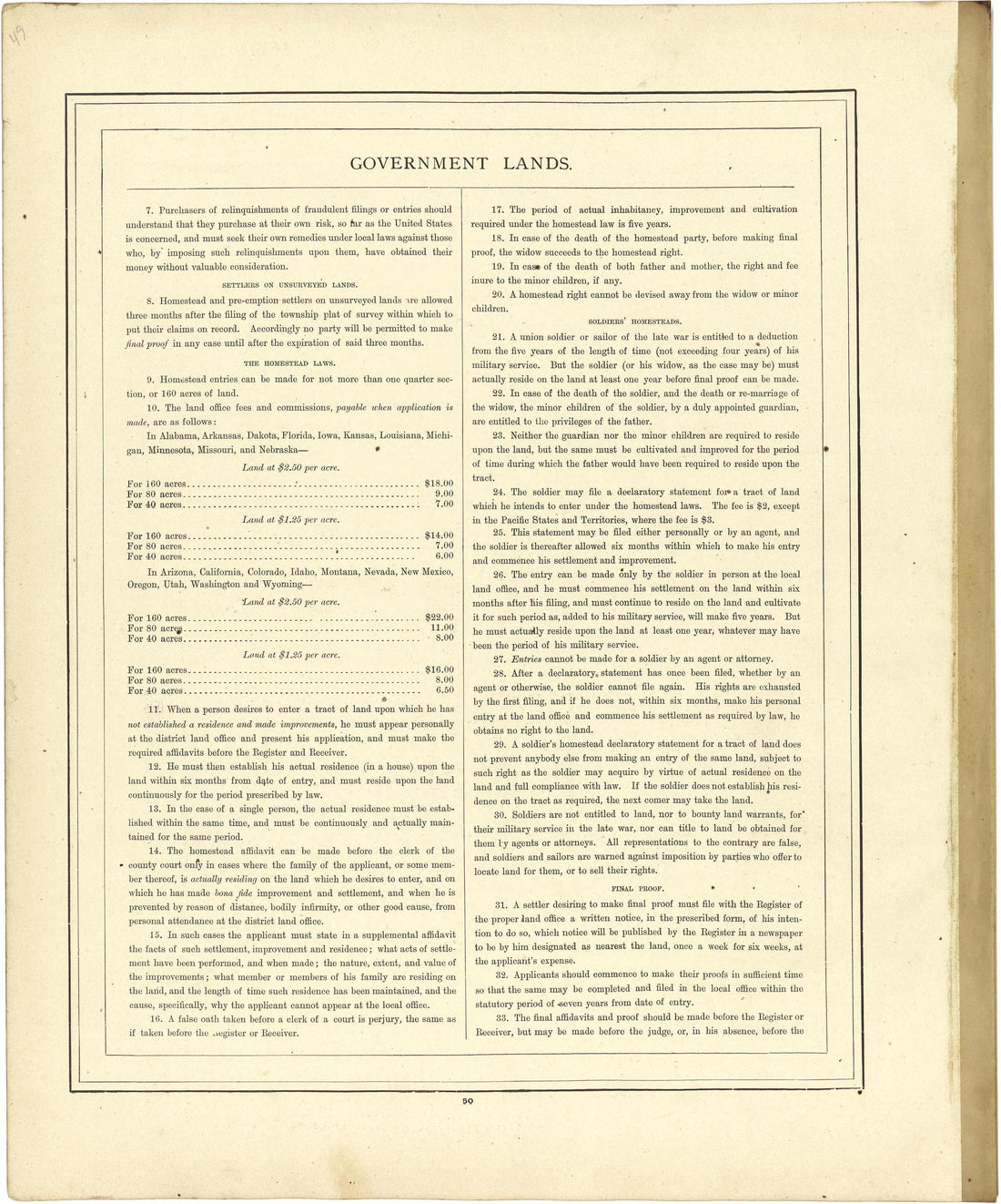 Government Lands from Atlas of Genesee County, Michigan : Containing Maps of Every Township In the County, With Village and City Plats ... : from Actual Surveys and Official Records 1889 by Relic Map Company