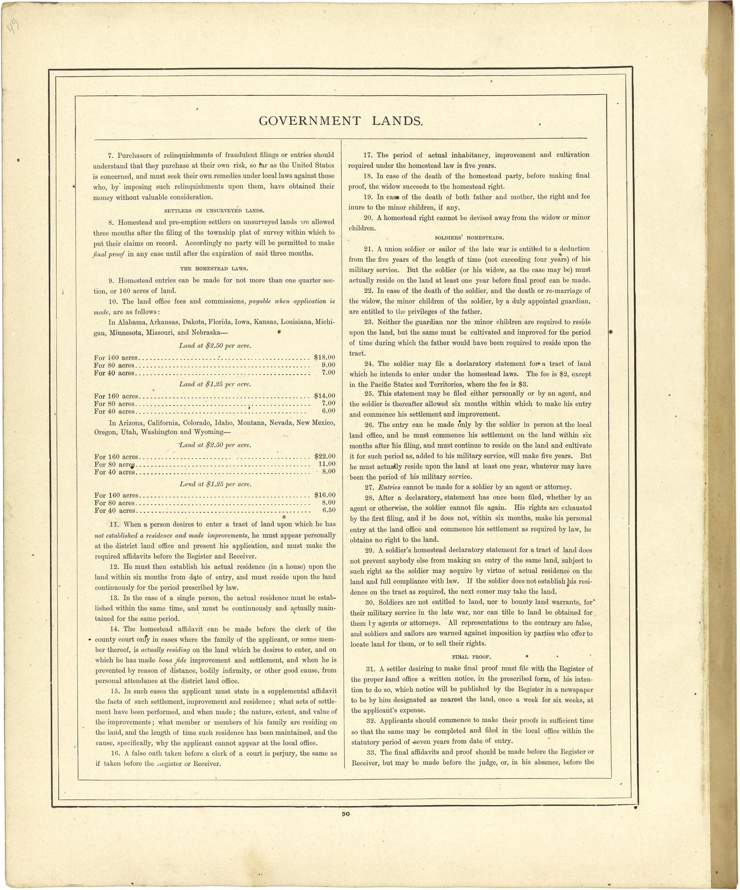 Government Lands from Atlas of Genesee County, Michigan : Containing Maps of Every Township In the County, With Village and City Plats ... : from Actual Surveys and Official Records 1889 by Relic Map Company