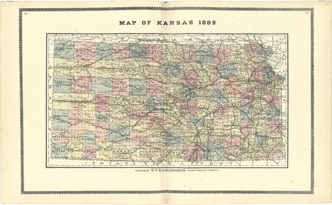 Map of Kansas 1889 from Atlas of Genesee County, Michigan : Containing Maps of Every Township In the County, With Village and City Plats ... : from Actual Surveys and Official Records by Relic Map Company