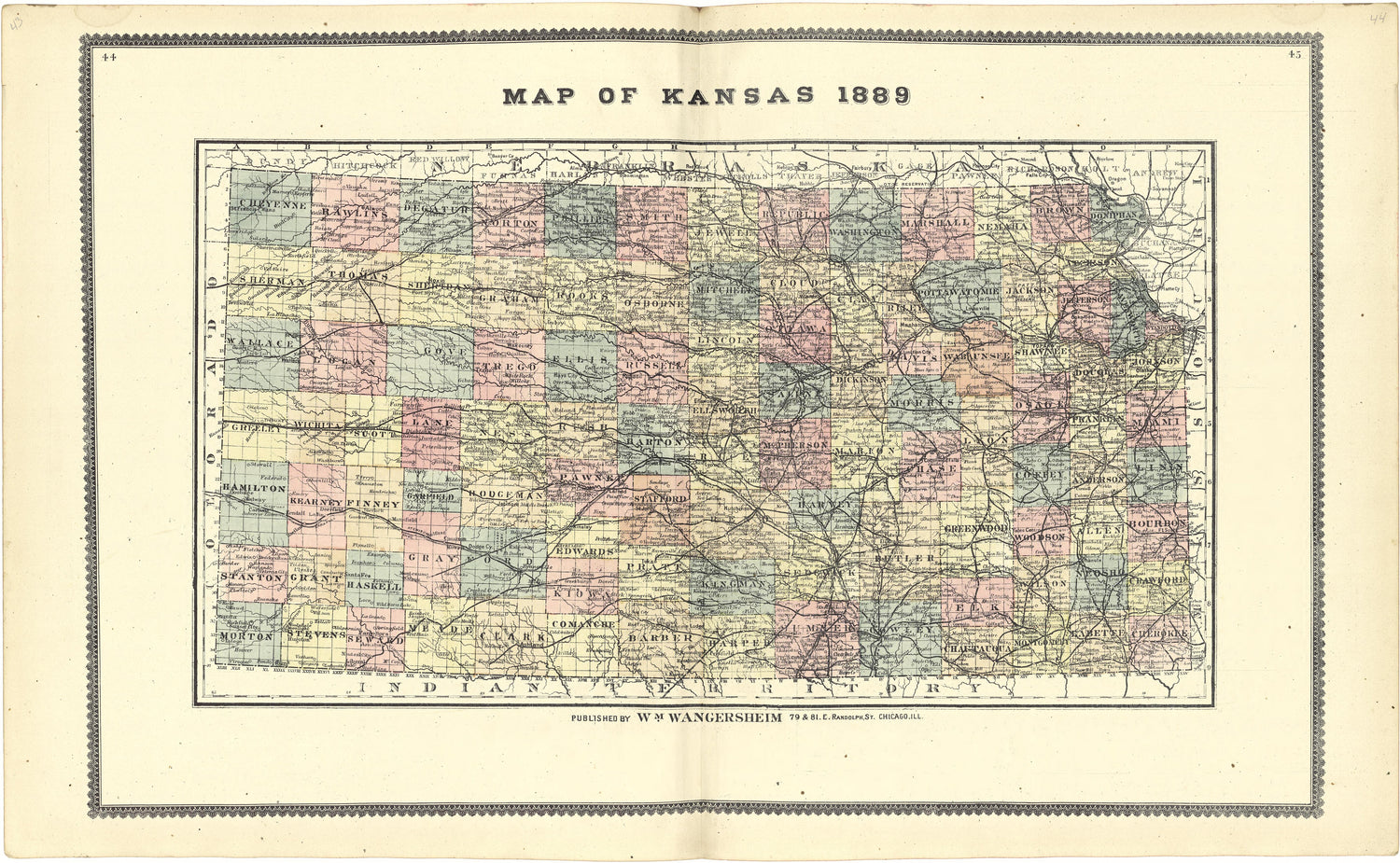 Map of Kansas 1889 from Atlas of Genesee County, Michigan : Containing Maps of Every Township In the County, With Village and City Plats ... : from Actual Surveys and Official Records by Relic Map Company