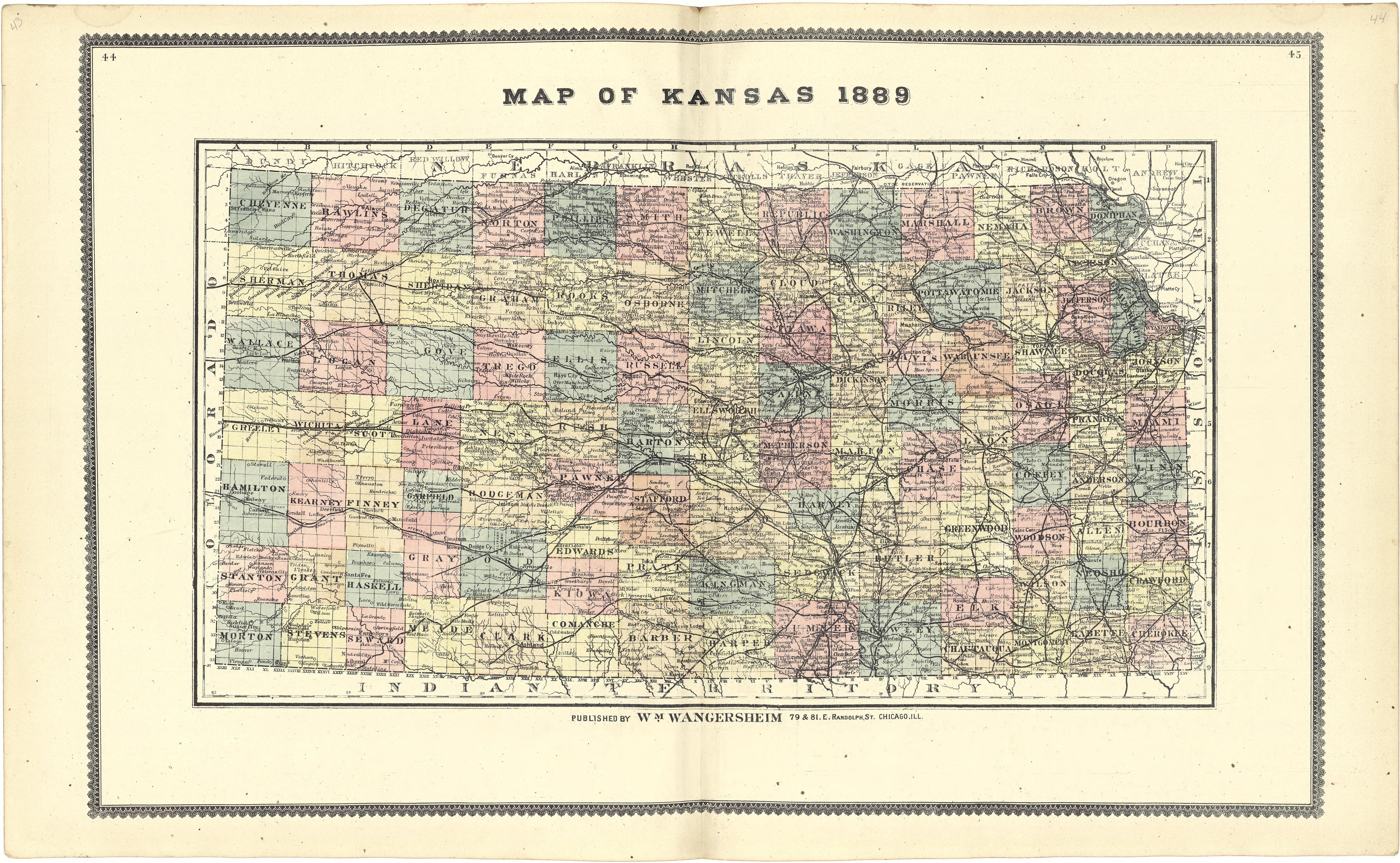 Map of Kansas 1889 from Atlas of Genesee County, Michigan : Containing Maps of Every Township In the County, With Village and City Plats ... : from Actual Surveys and Official Records by Relic Map Company
