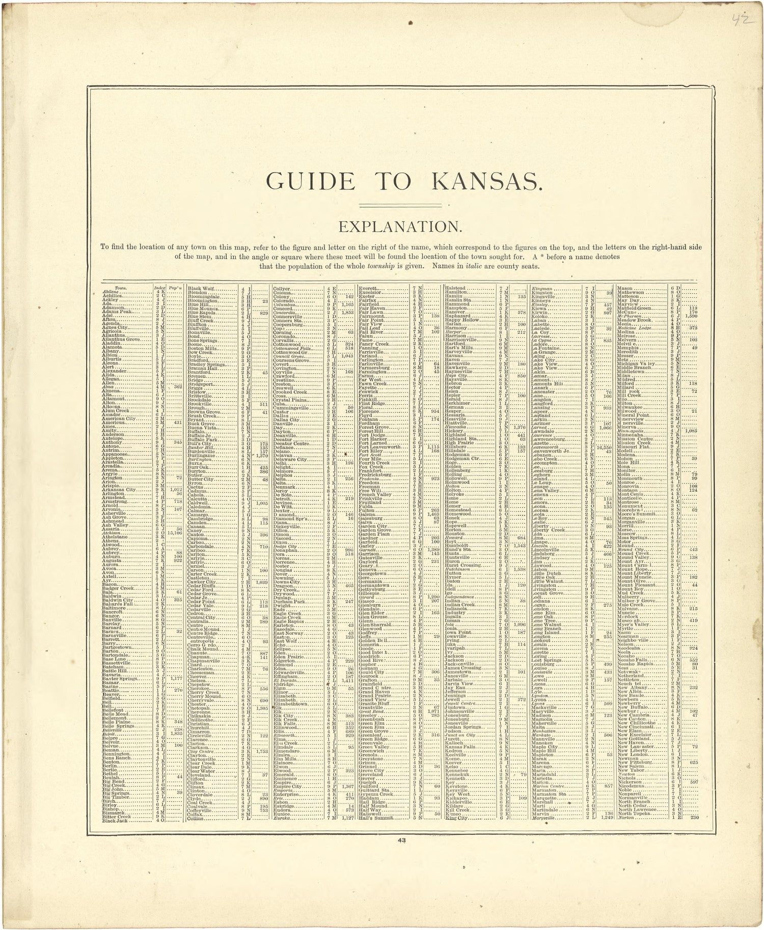 Guide to Kansas from Atlas of Genesee County, Michigan : Containing Maps of Every Township In the County, With Village and City Plats ... : from Actual Surveys and Official Records 1889 by Relic Map Company