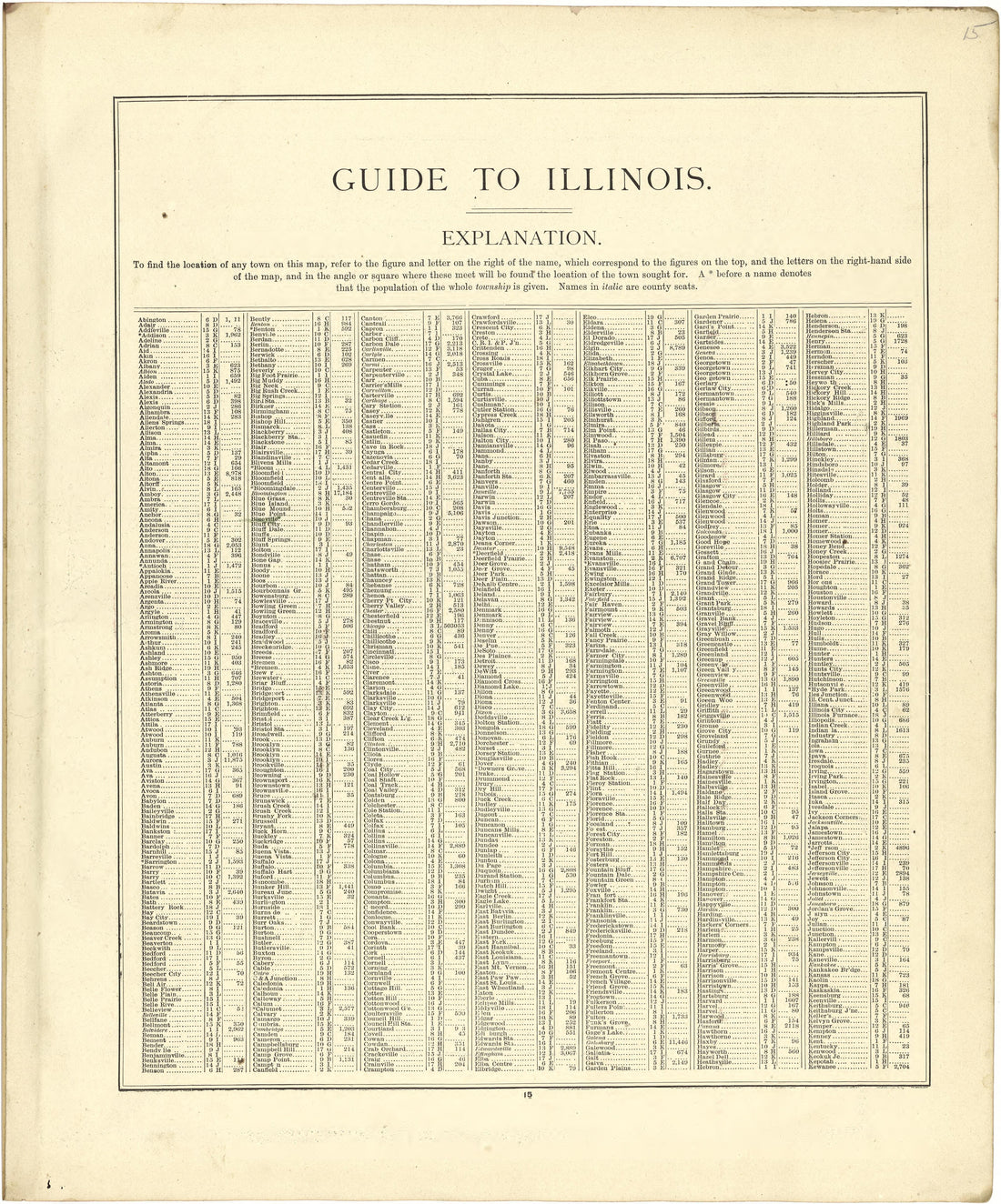 Guide to Illinois from Atlas of Genesee County, Michigan : Containing Maps of Every Township In the County, With Village and City Plats ... : from Actual Surveys and Official Records 1889 by Relic Map Company