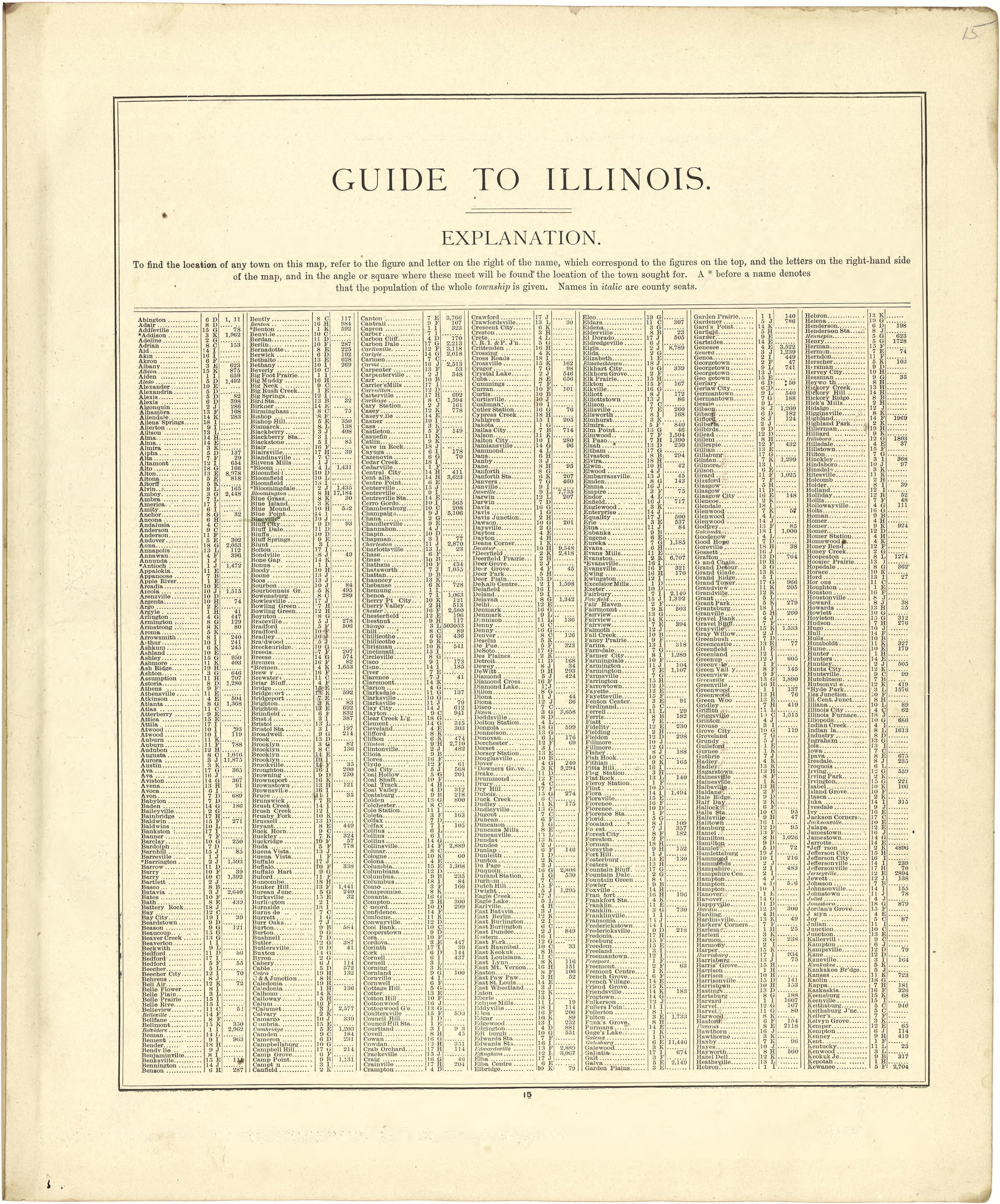 Guide to Illinois from Atlas of Genesee County, Michigan : Containing Maps of Every Township In the County, With Village and City Plats ... : from Actual Surveys and Official Records 1889 by Relic Map Company