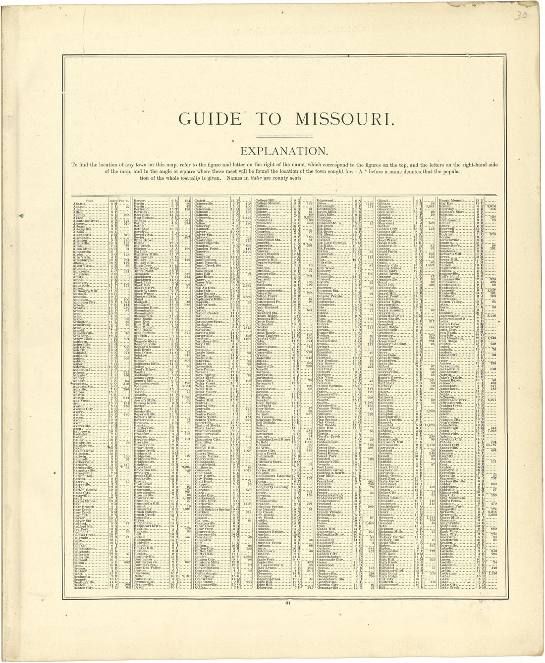 Guide to Missouri from Atlas of Genesee County, Michigan : Containing Maps of Every Township In the County, With Village and City Plats ... : from Actual Surveys and Official Records 1889 by Relic Map Company