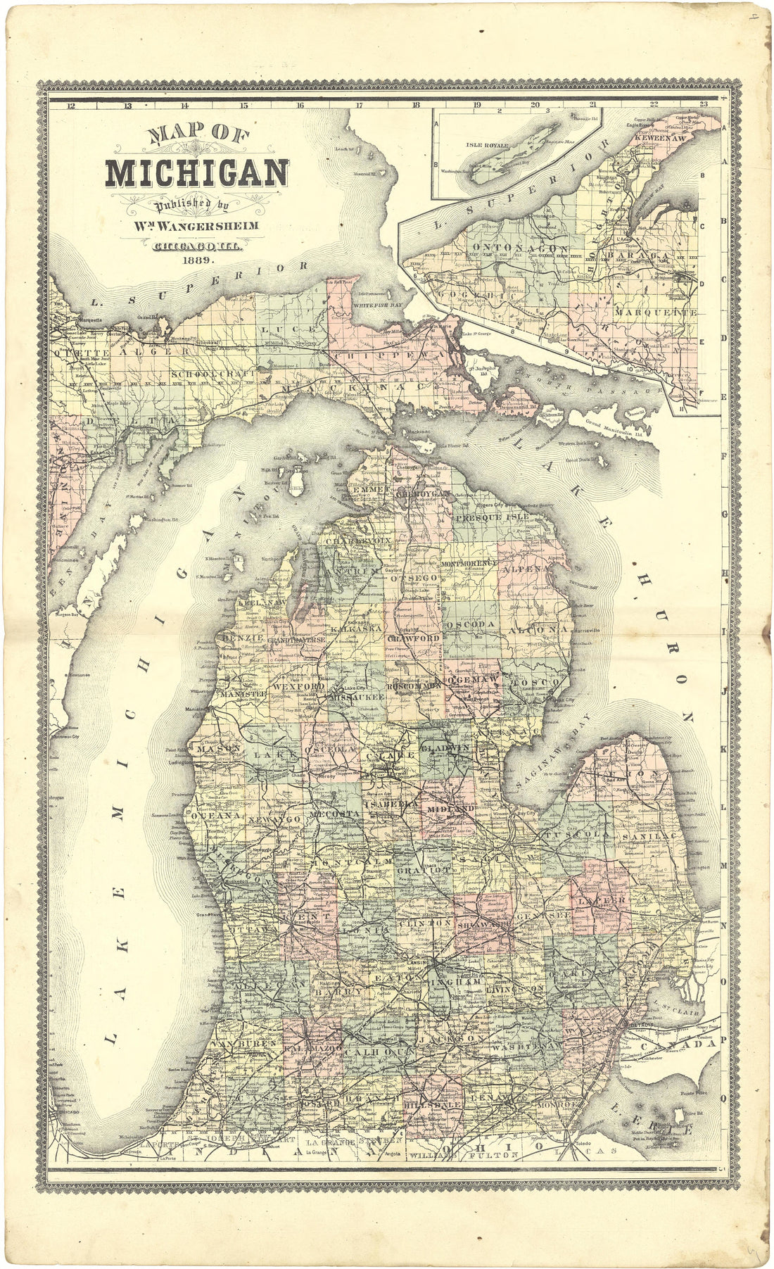 Map of Michigan from Atlas of Genesee County, Michigan : Containing Maps of Every Township In the County, With Village and City Plats ... : from Actual Surveys and Official Records 1889 by Relic Map Company