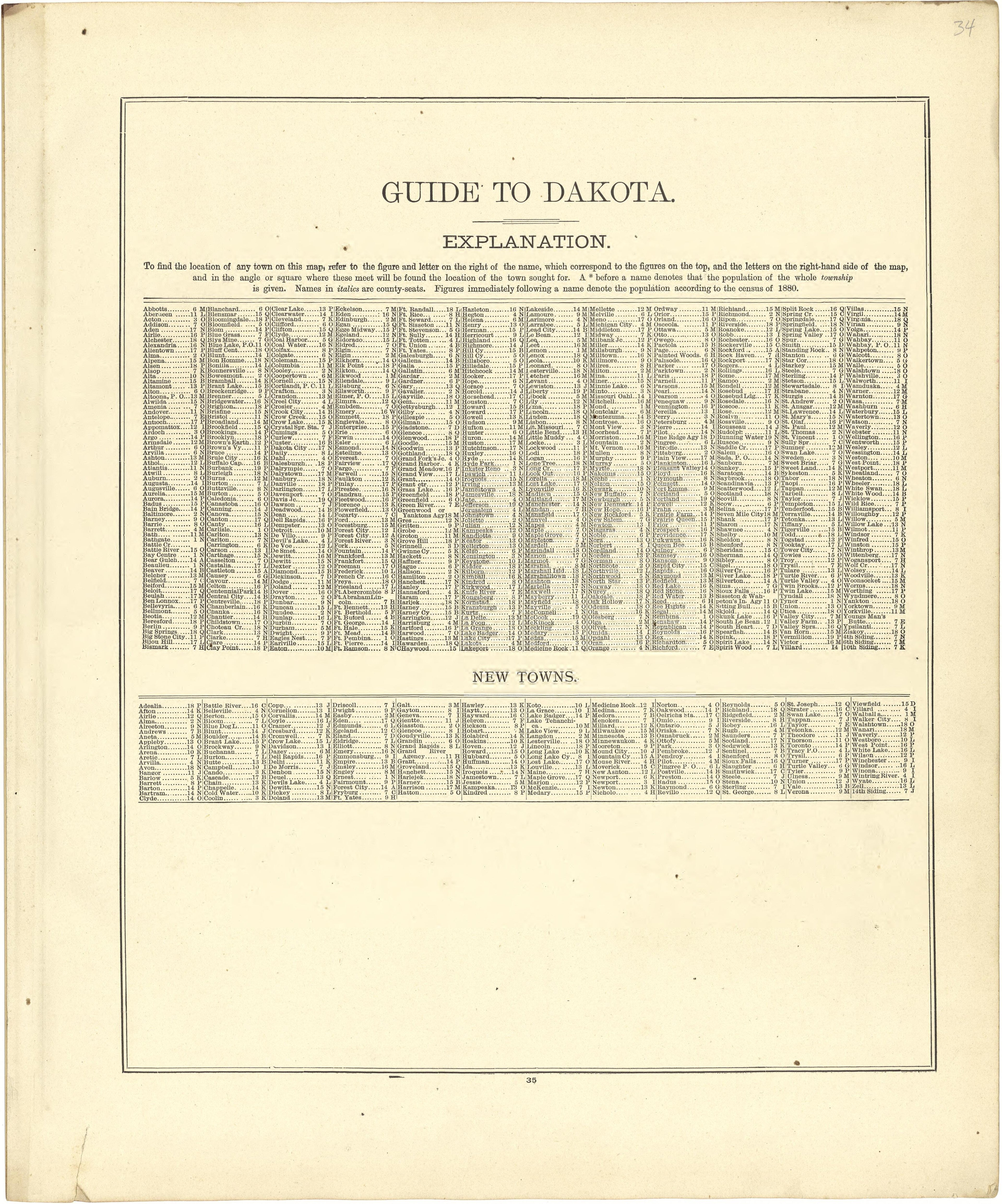 Guide to Dakota; New Towns from Atlas of Genesee County, Michigan : Containing Maps of Every Township In the County, With Village and City Plats ... : from Actual Surveys and Official Records 1889 by Relic Map Company
