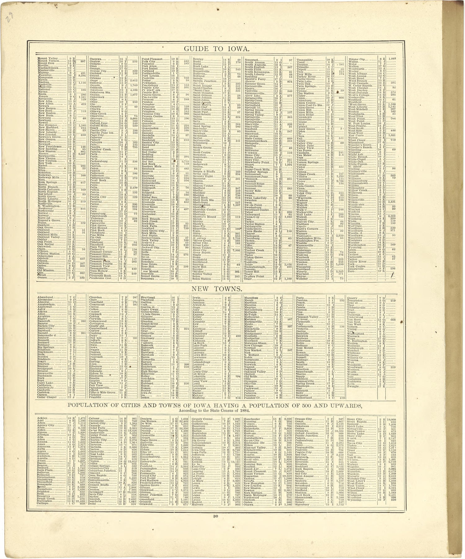 Guide to Iowa; New Towns from Atlas of Genesee County, Michigan : Containing Maps of Every Township In the County, With Village and City Plats ... : from Actual Surveys and Official Records 1889 by Relic Map Company