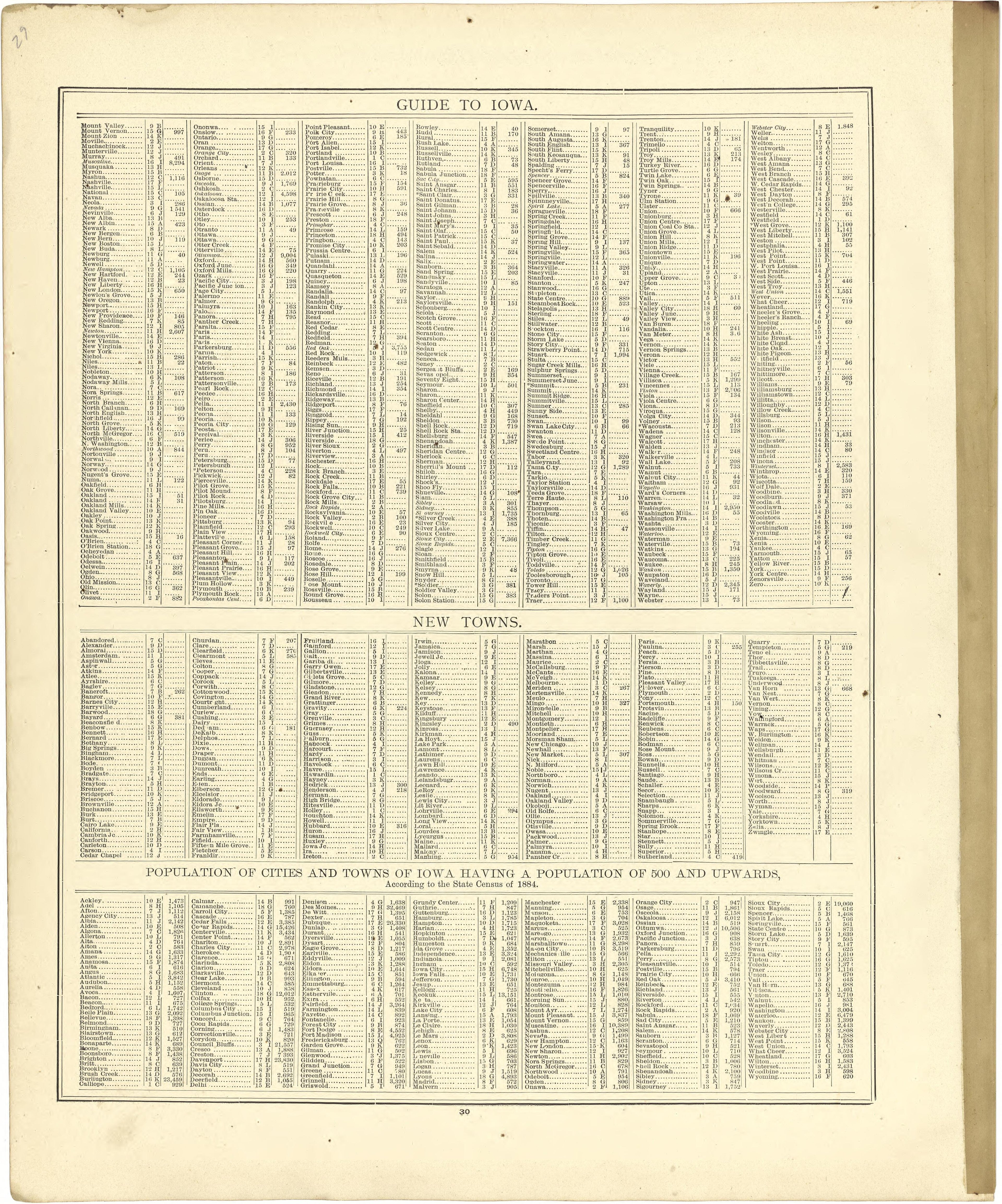 Guide to Iowa; New Towns from Atlas of Genesee County, Michigan : Containing Maps of Every Township In the County, With Village and City Plats ... : from Actual Surveys and Official Records 1889 by Relic Map Company