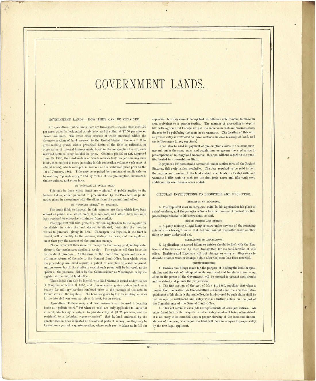 Government Lands from Atlas of Genesee County, Michigan : Containing Maps of Every Township In the County, With Village and City Plats ... : from Actual Surveys and Official Records 1889 by Relic Map Company