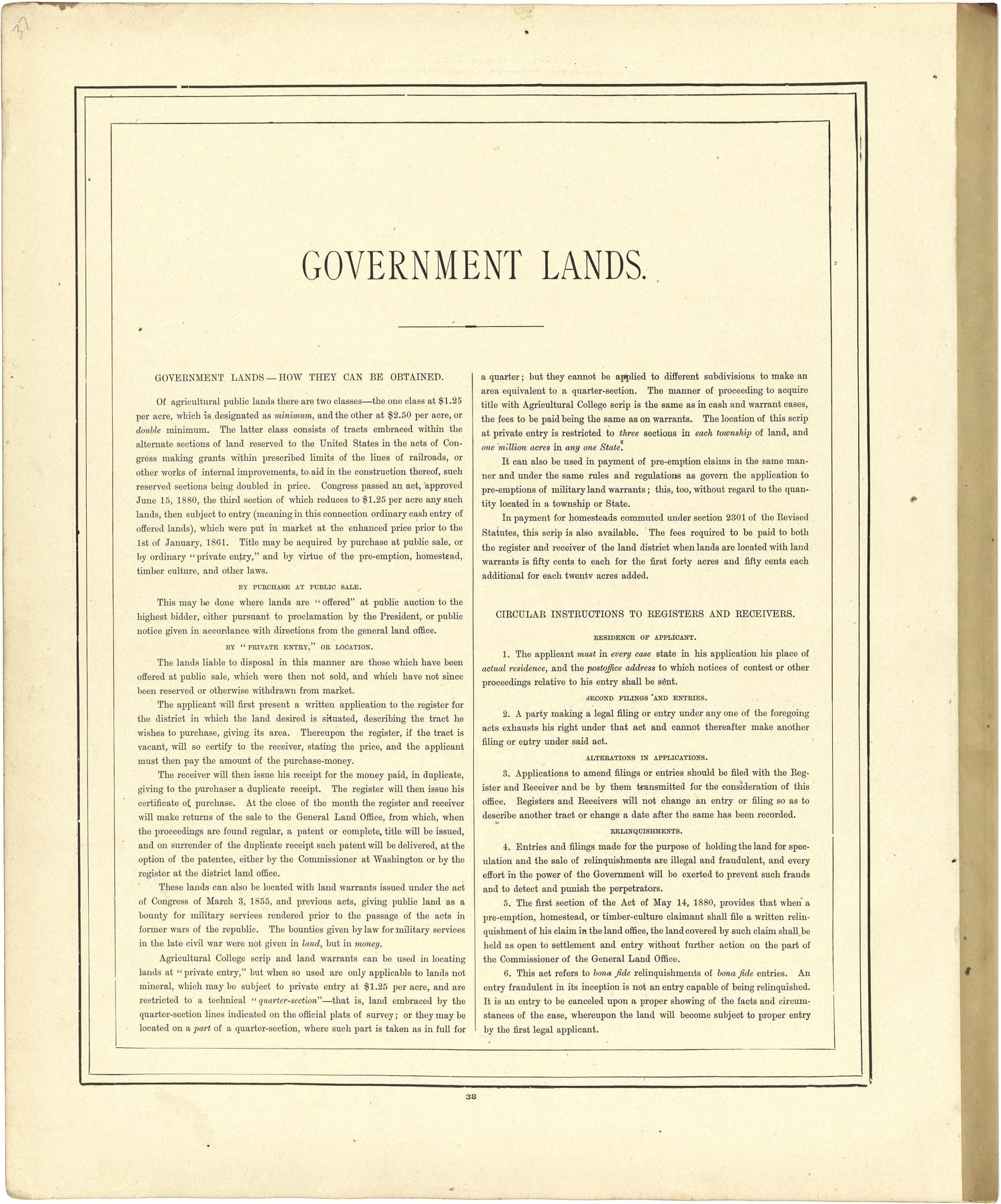 Government Lands from Atlas of Genesee County, Michigan : Containing Maps of Every Township In the County, With Village and City Plats ... : from Actual Surveys and Official Records 1889 by Relic Map Company