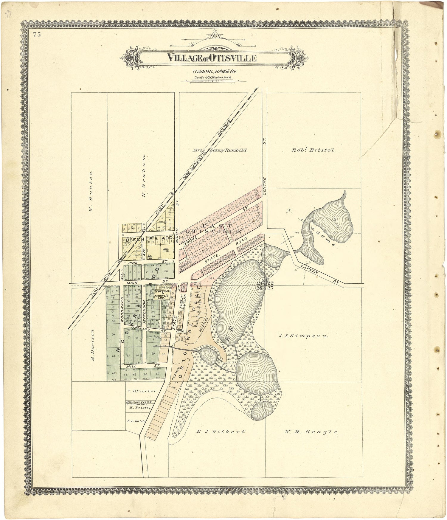Village of Otisville from Atlas of Genesee County, Michigan : Containing Maps of Every Township In the County, With Village and City Plats ... : from Actual Surveys and Official Records 1889 by Relic Map Company