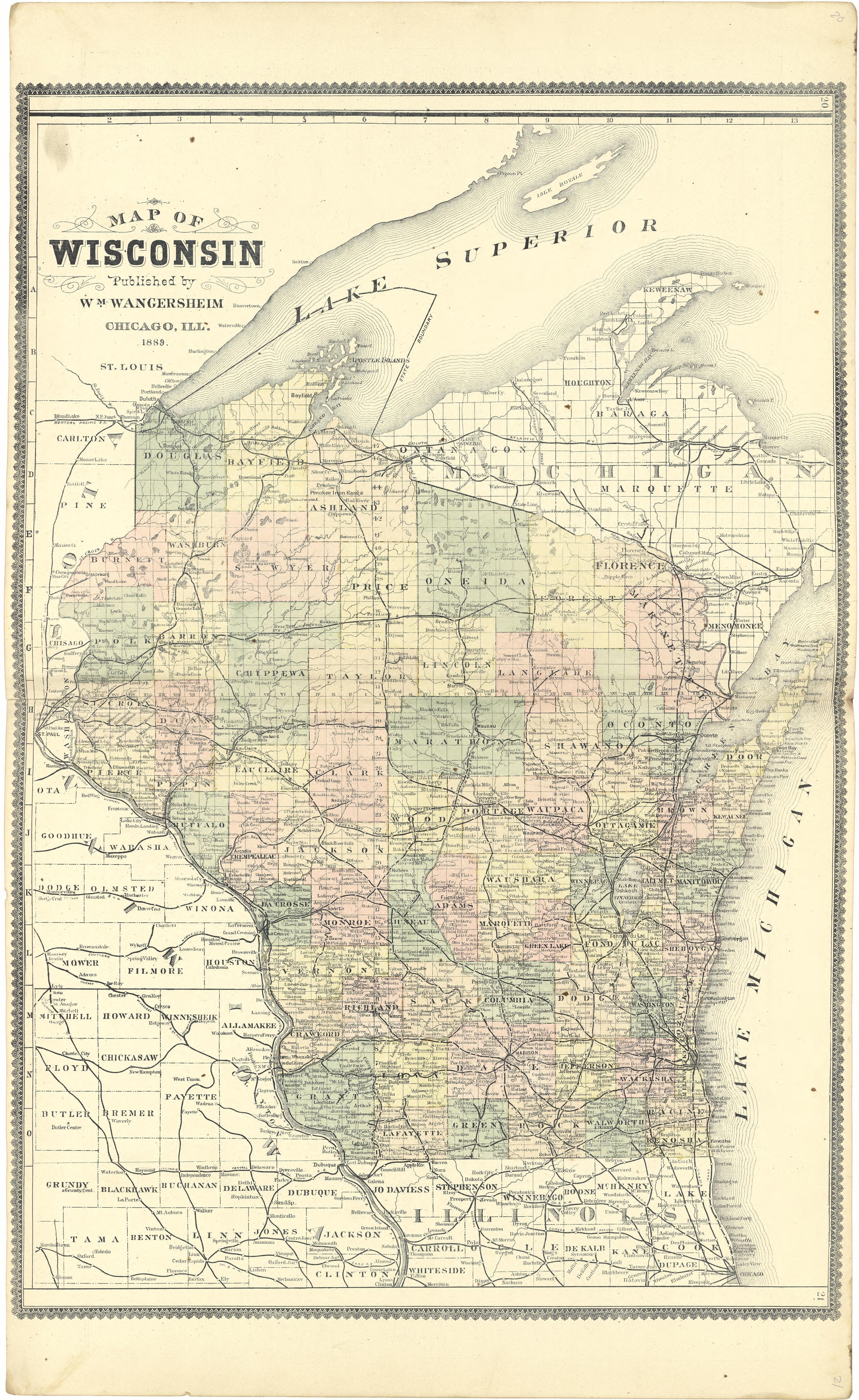 Map of Wisconsin from Atlas of Genesee County, Michigan : Containing Maps of Every Township In the County, With Village and City Plats ... : from Actual Surveys and Official Records 1889 by Relic Map Company